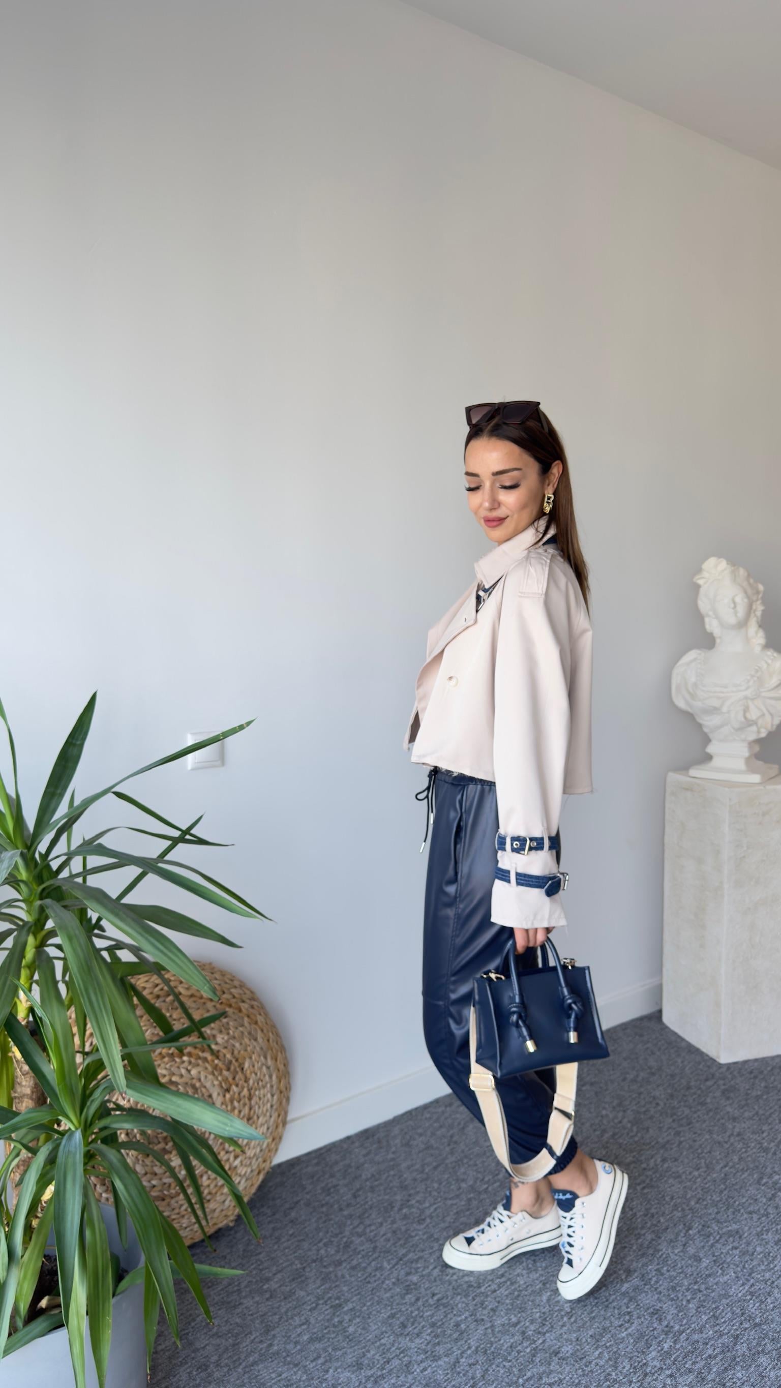 Orj Model Denim Detay Bej Ceket