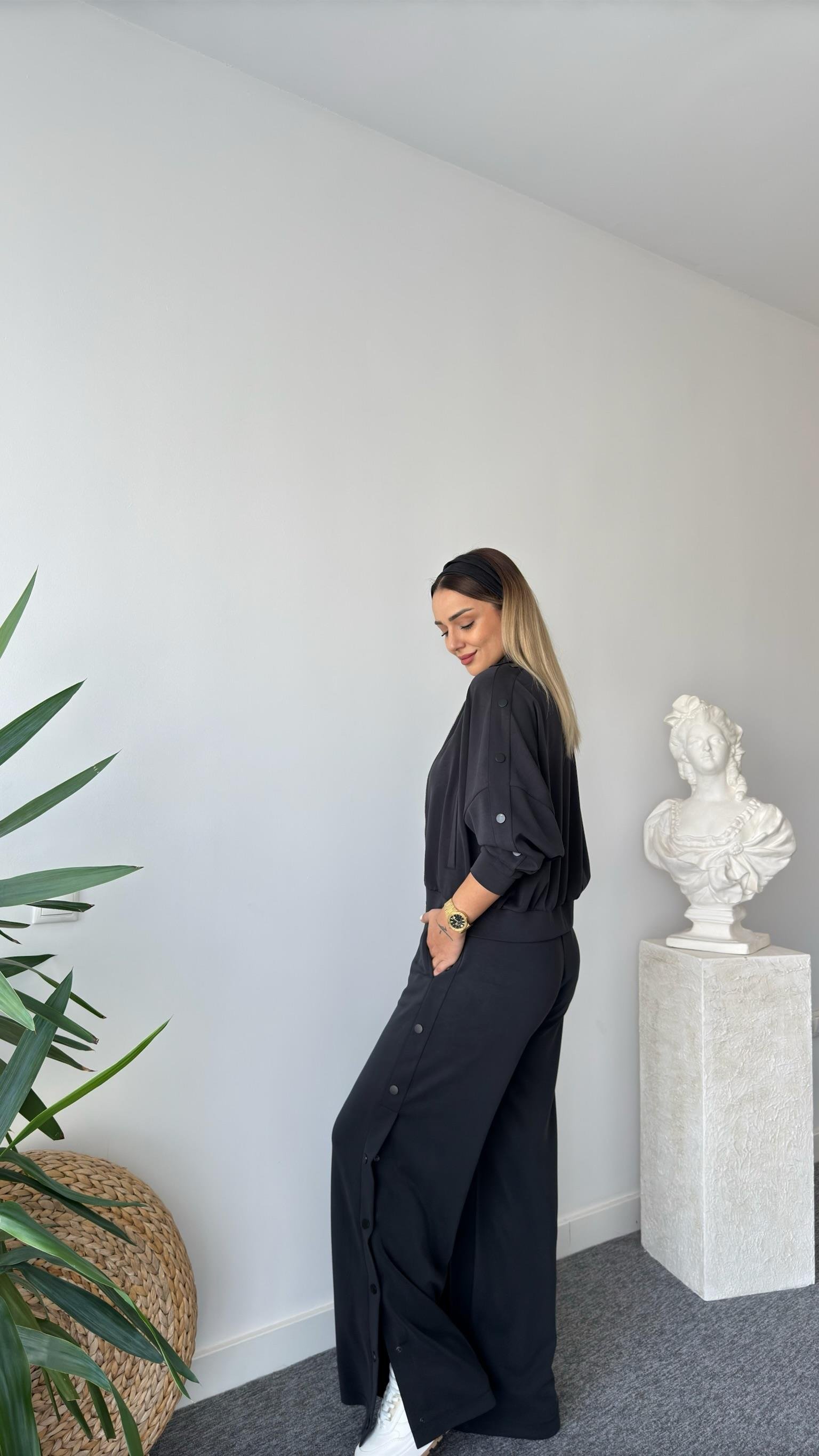 Çıtçıtlı Antrasit Oys Modal Takım