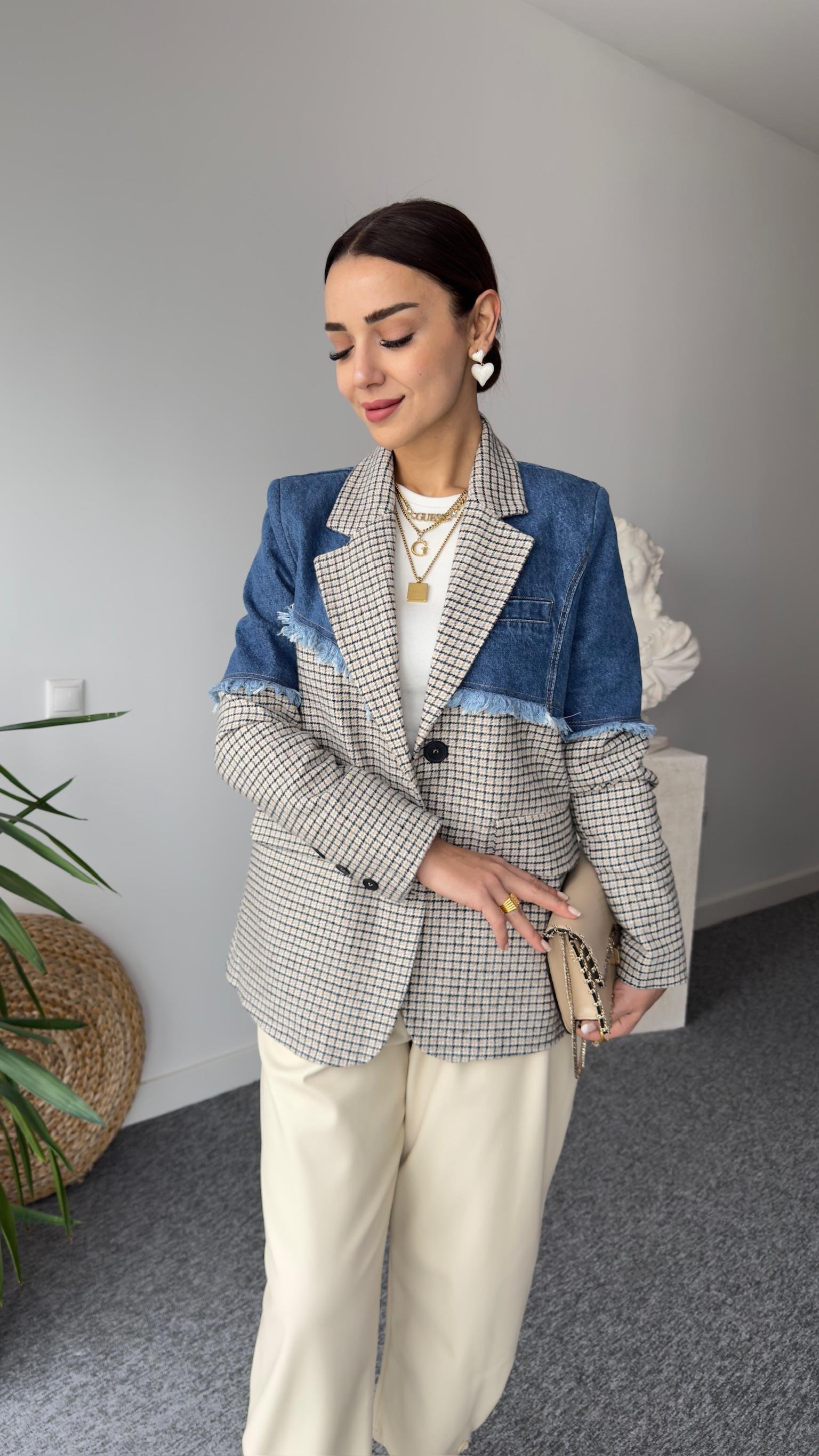 Asia Kot Detaylı Kaşe Blazer Ceket