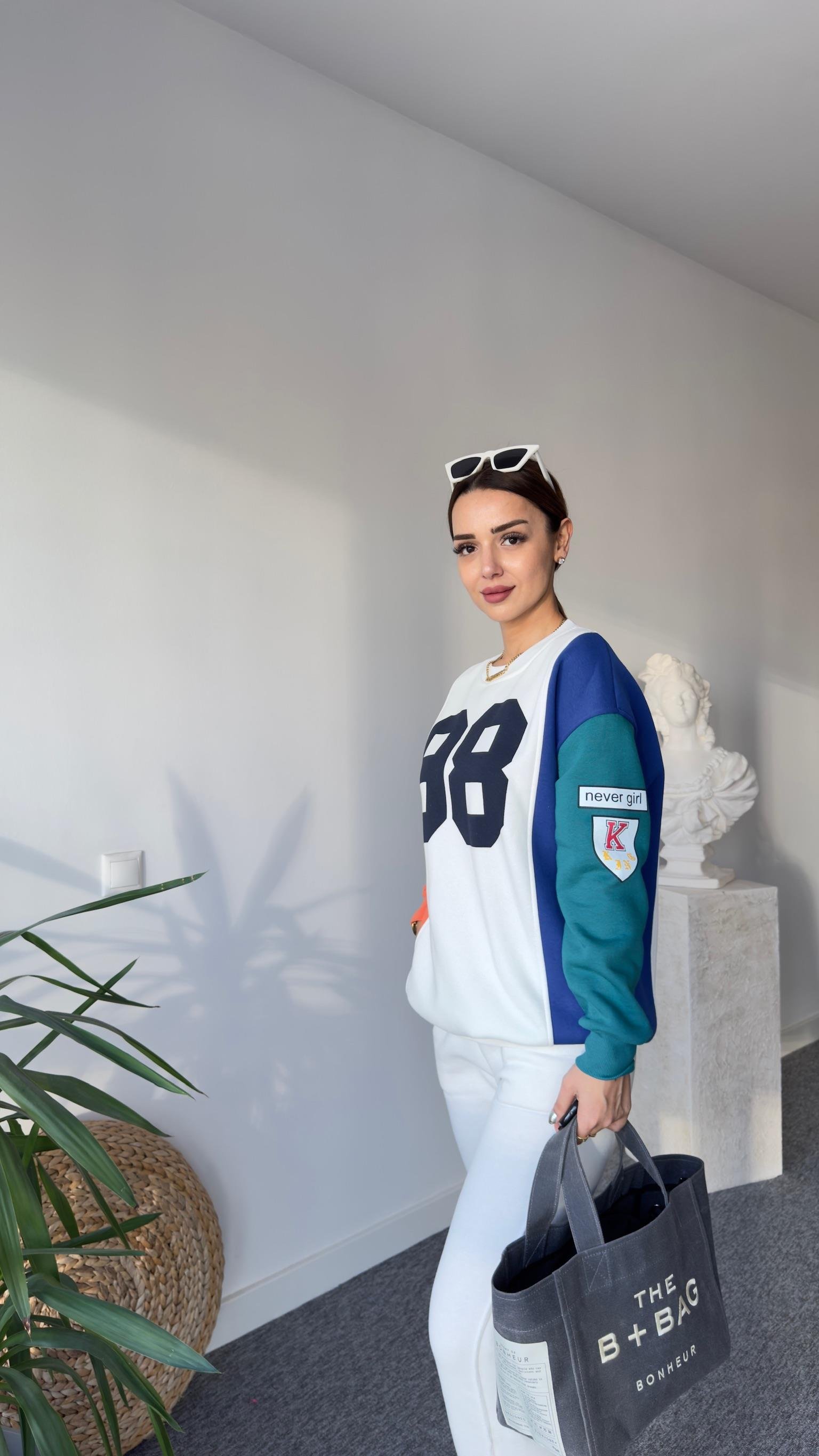 98 Baskılı Renkli Sweatshirt