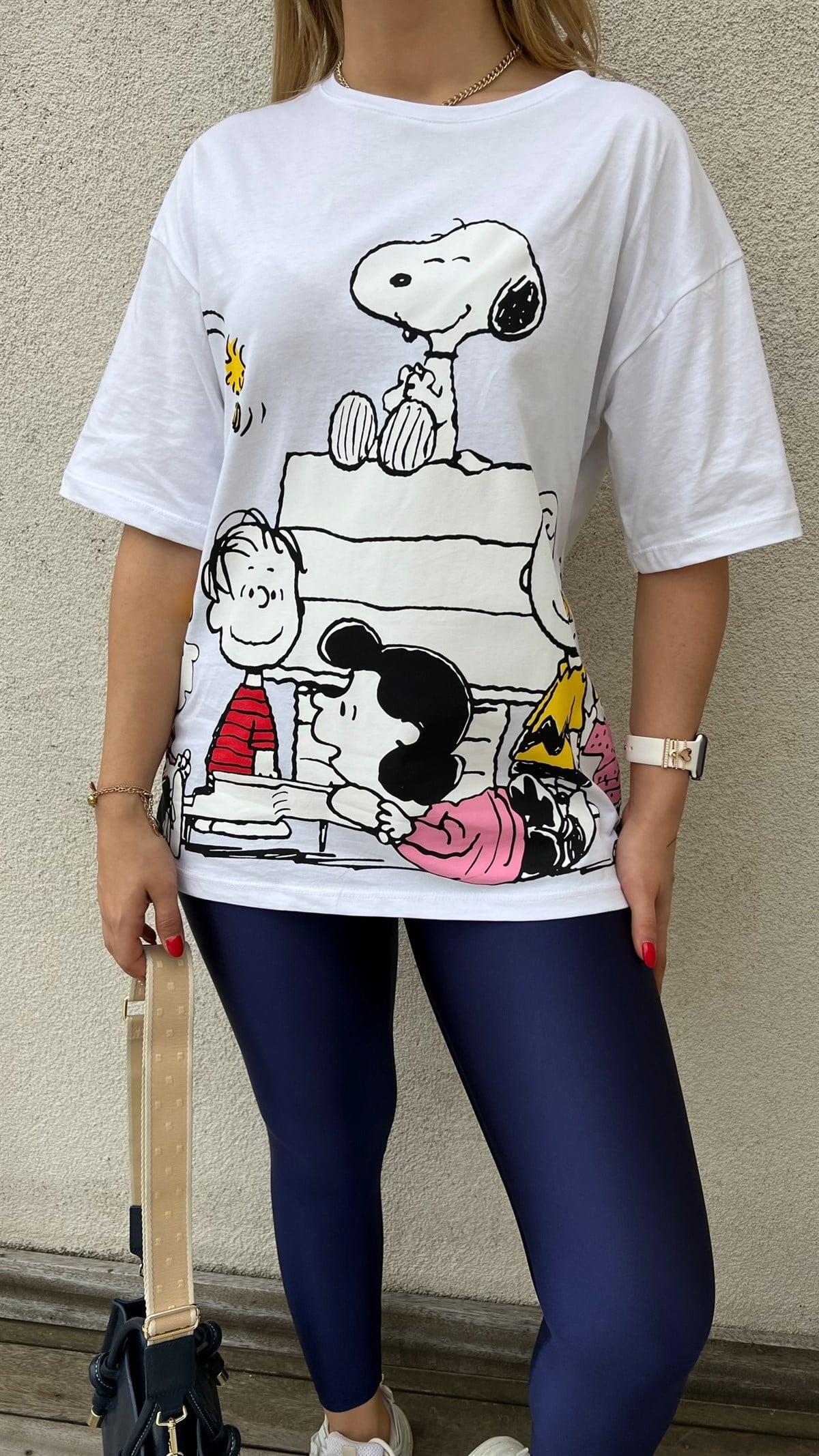 Snoopy Baskı Beyaz Tshirt