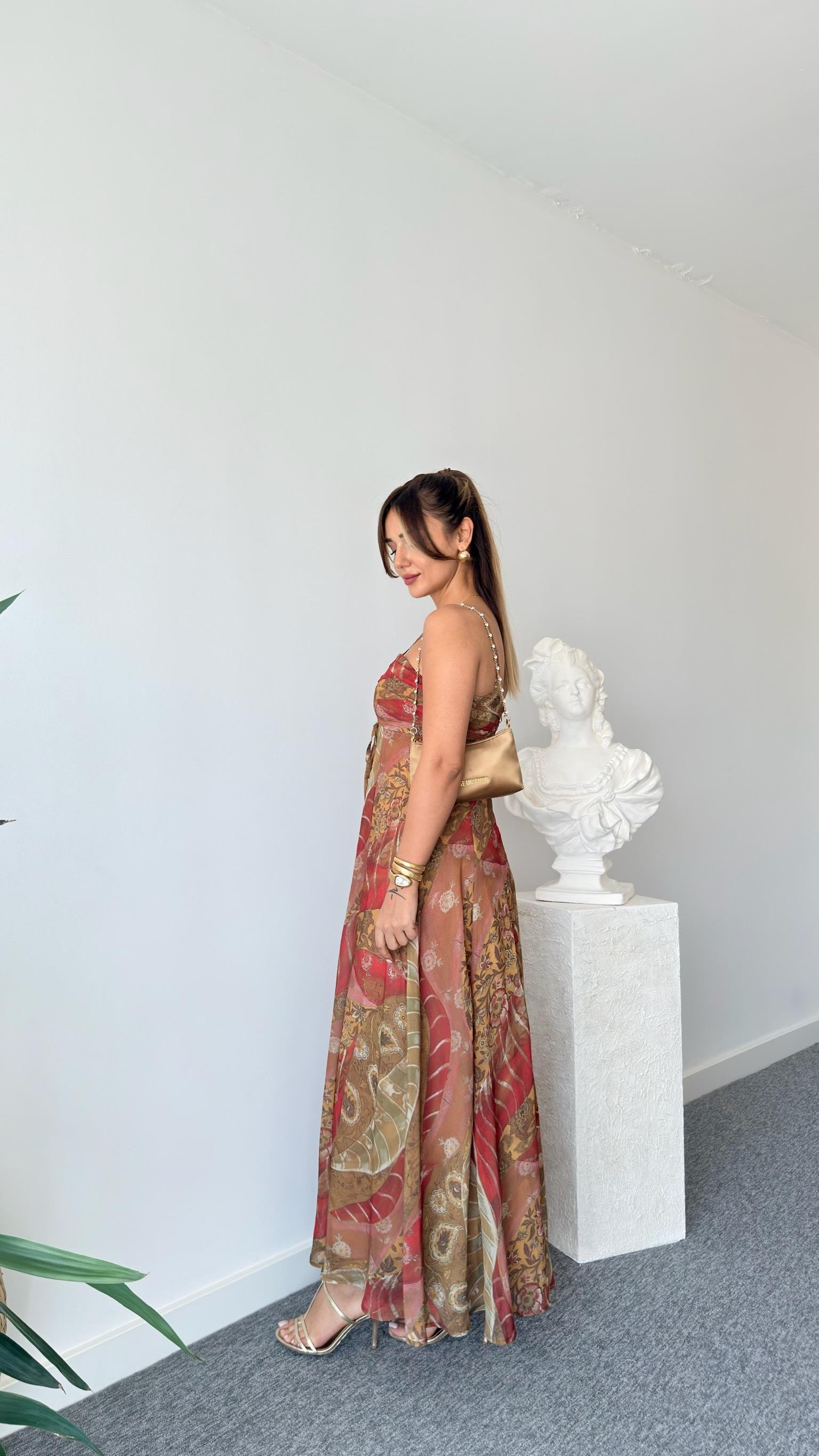 Perto Zra Model Askılı Şifon Elbise 