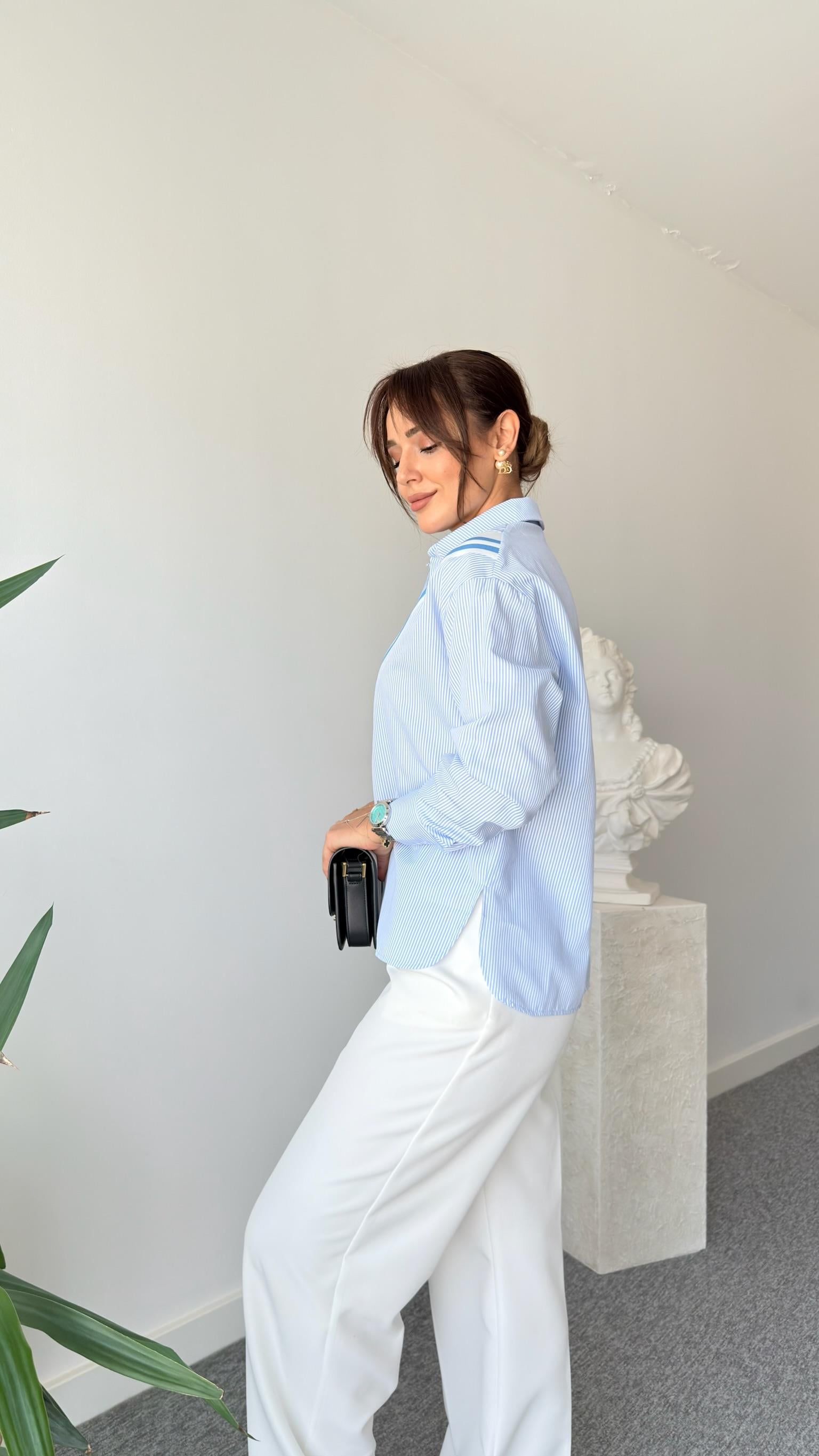 Jakob Ribana Detaylı Çizgili Gömlek