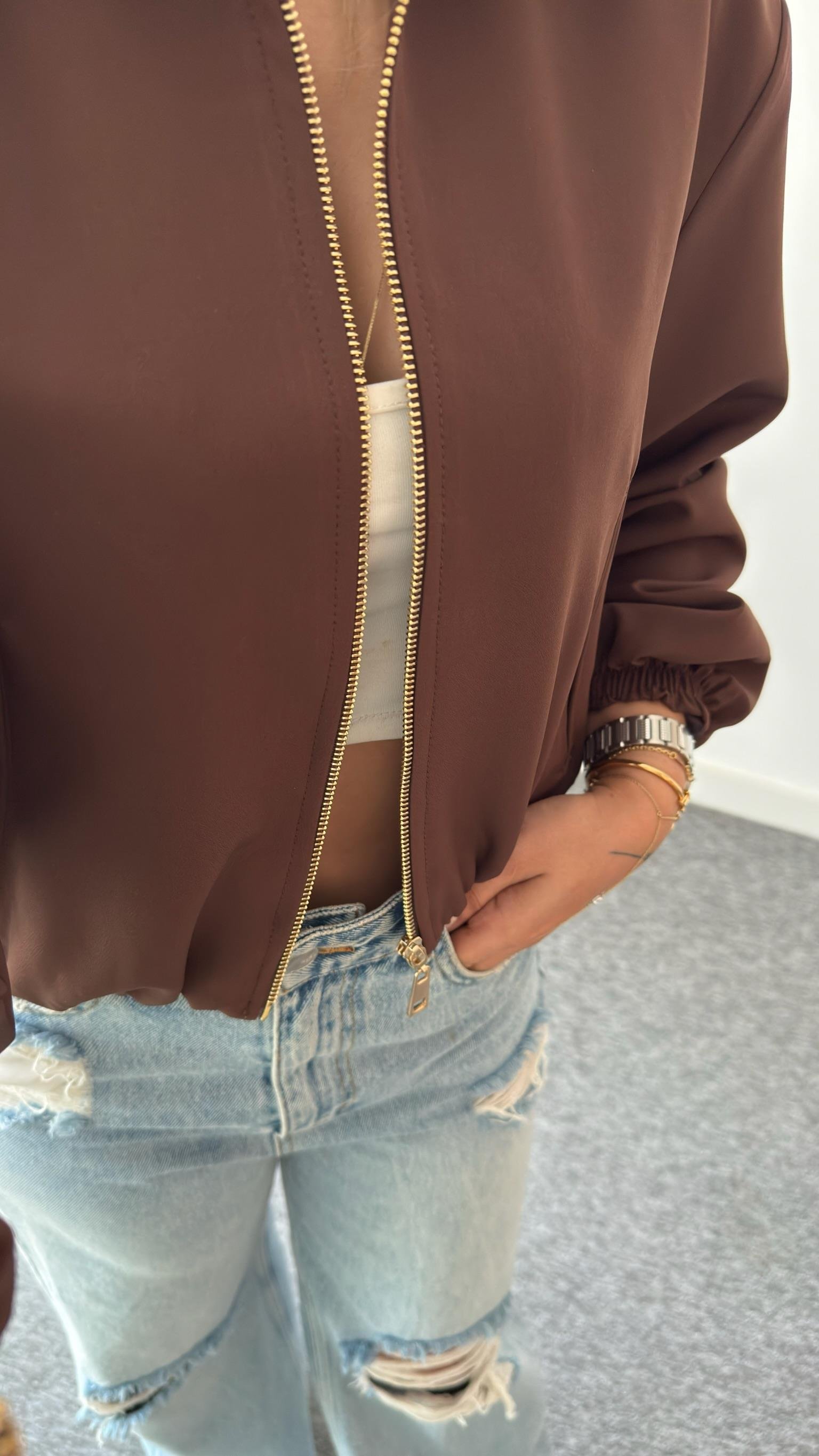 Kahve Razno Zra Model Bomber Ceket