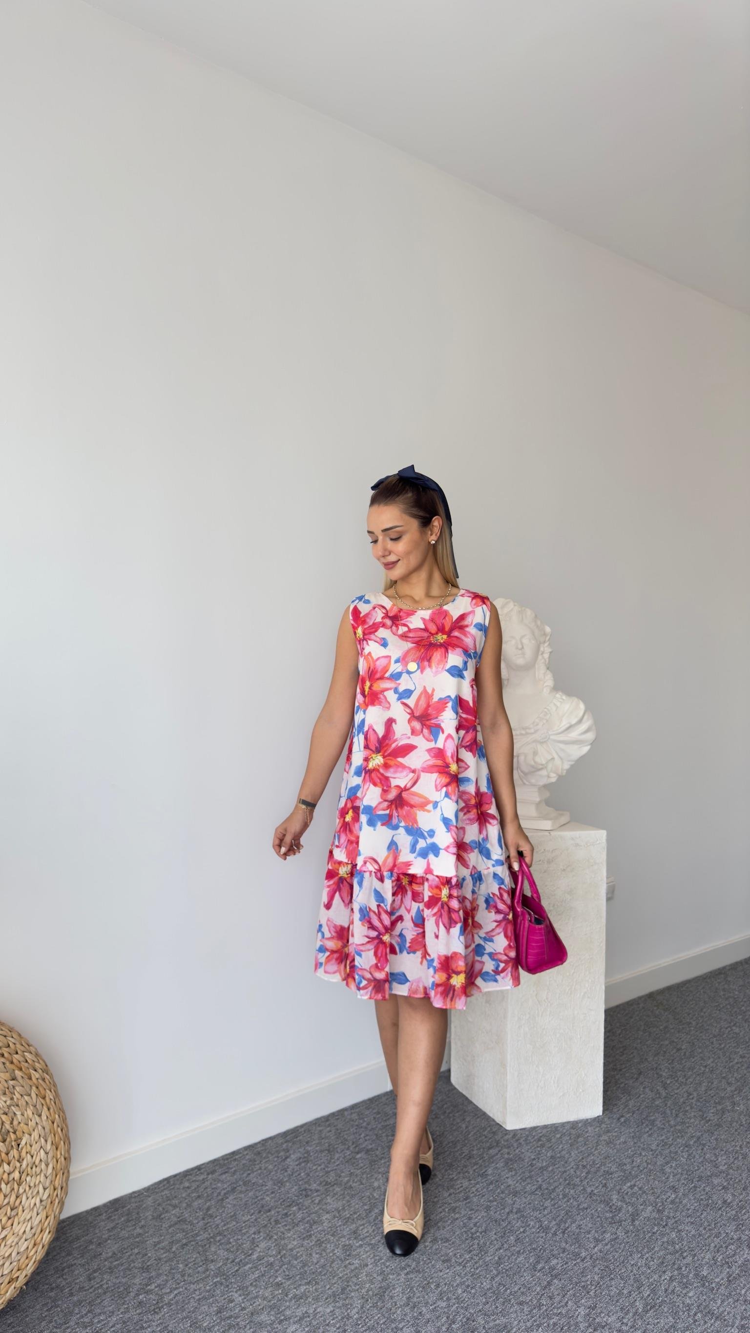 Carlin Çiçek Desenli Kolsuz Elbise 