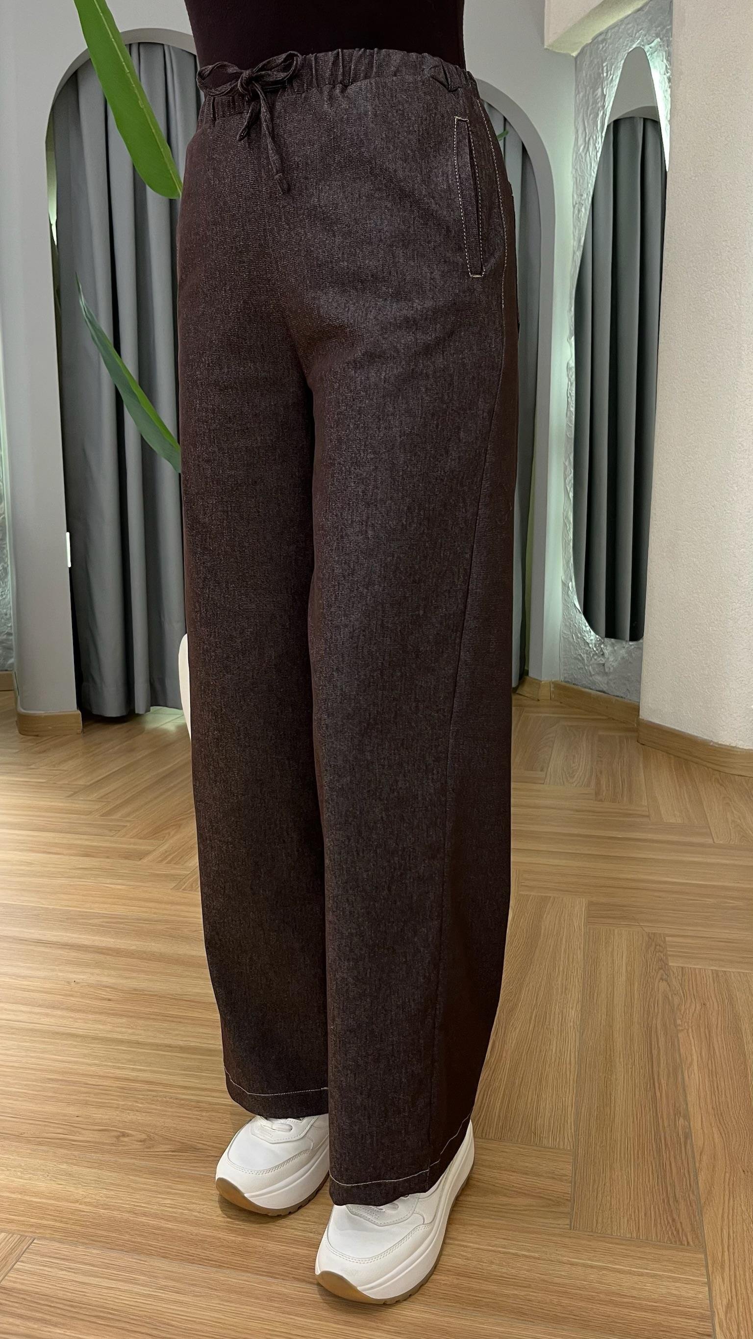 Kahve Comfort  Bel Lastikli Pantolon