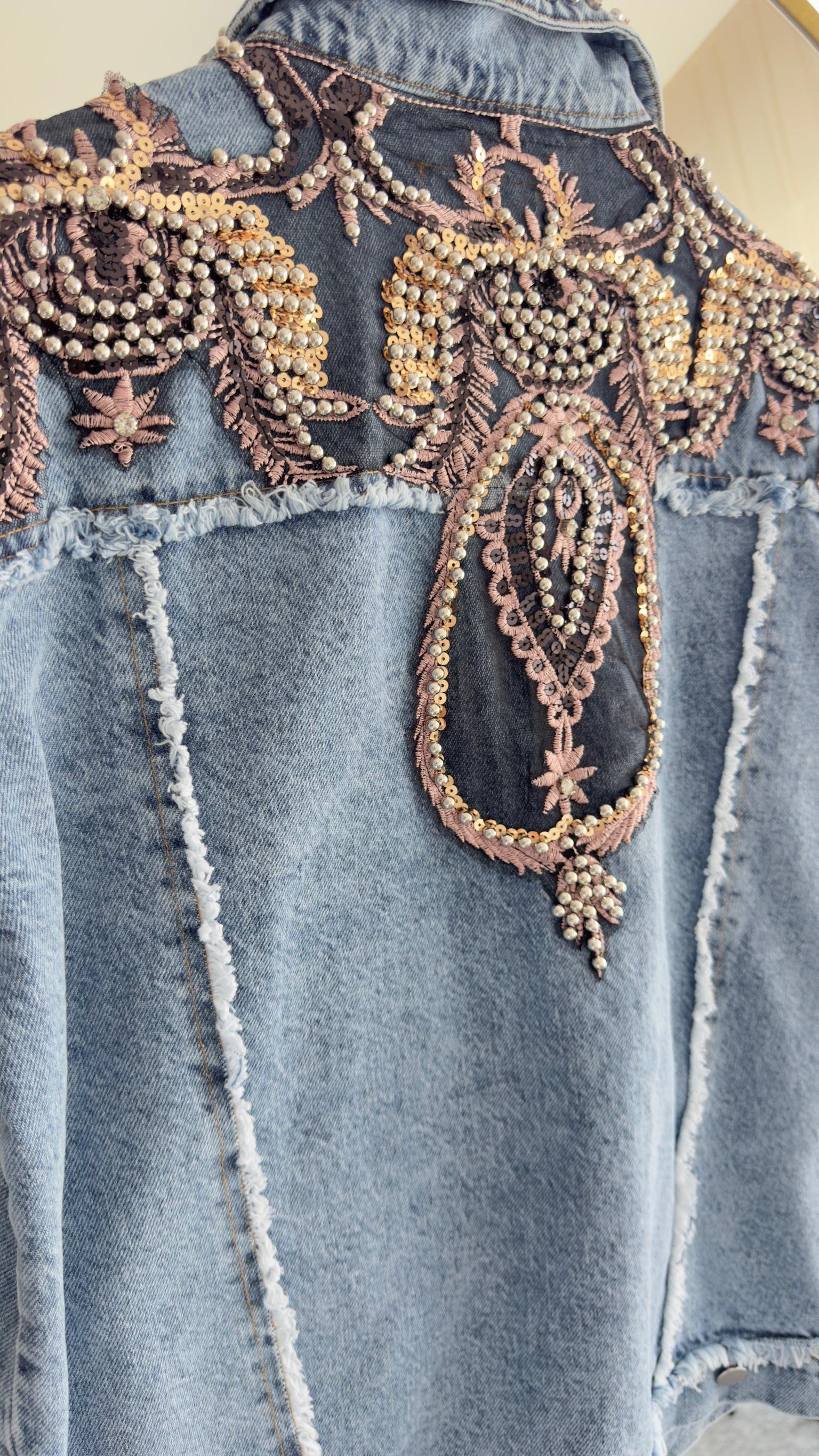 Sled Tasarım İşlemli Jean Ceket