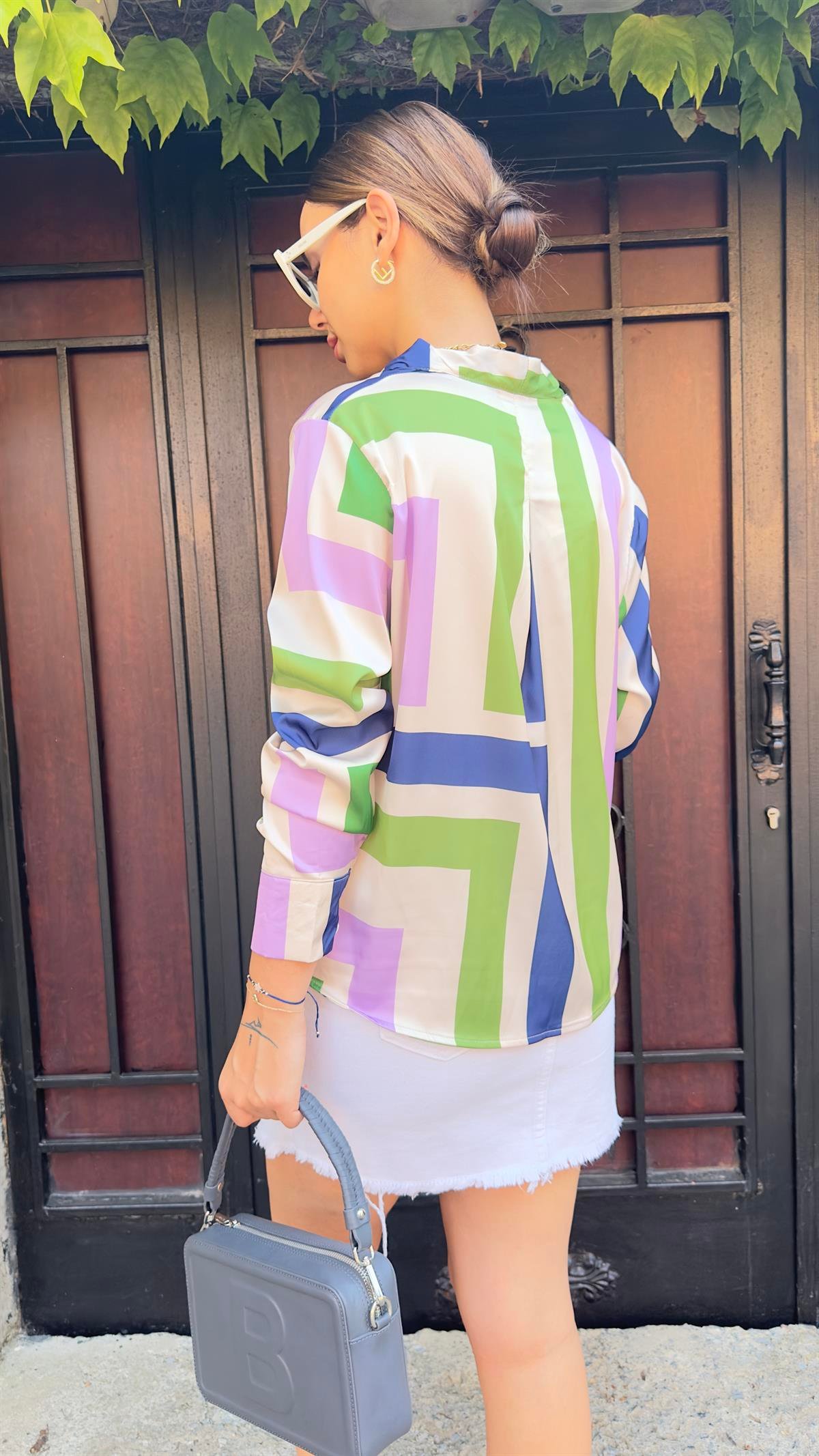 Mngo Model Renkli Saten Bluz