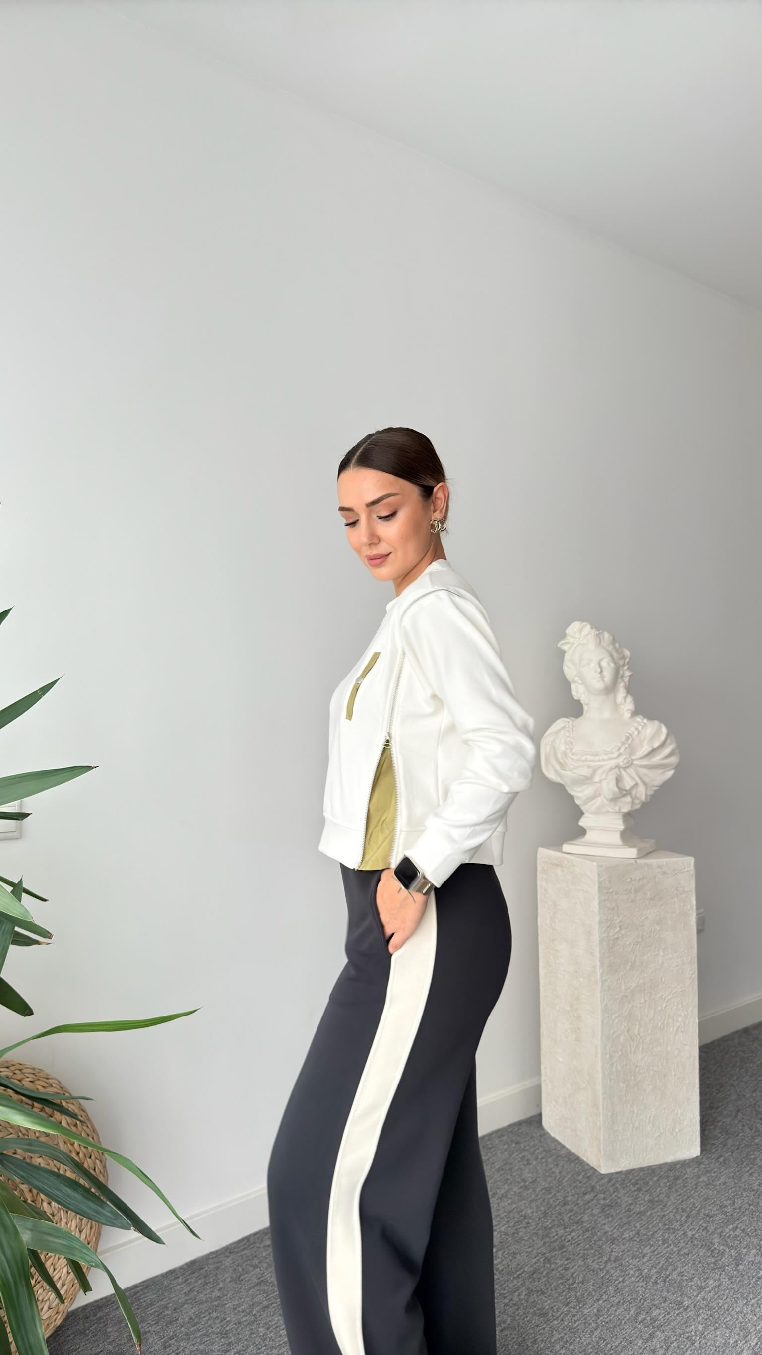 Blasi Fermuar Detaylı Beyaz Modal Sweat