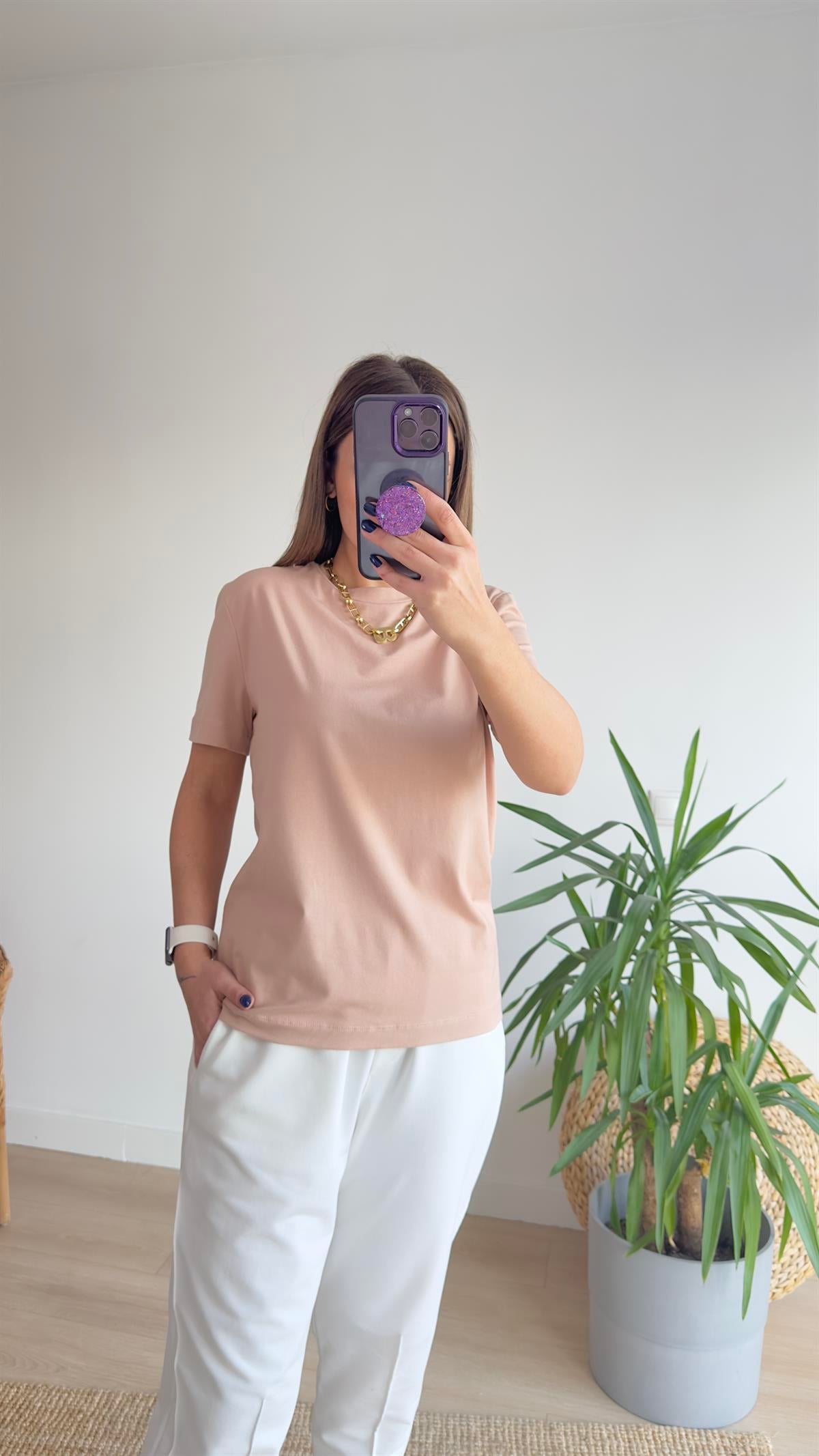 Bisiklet Yaka Massi Bej Basic