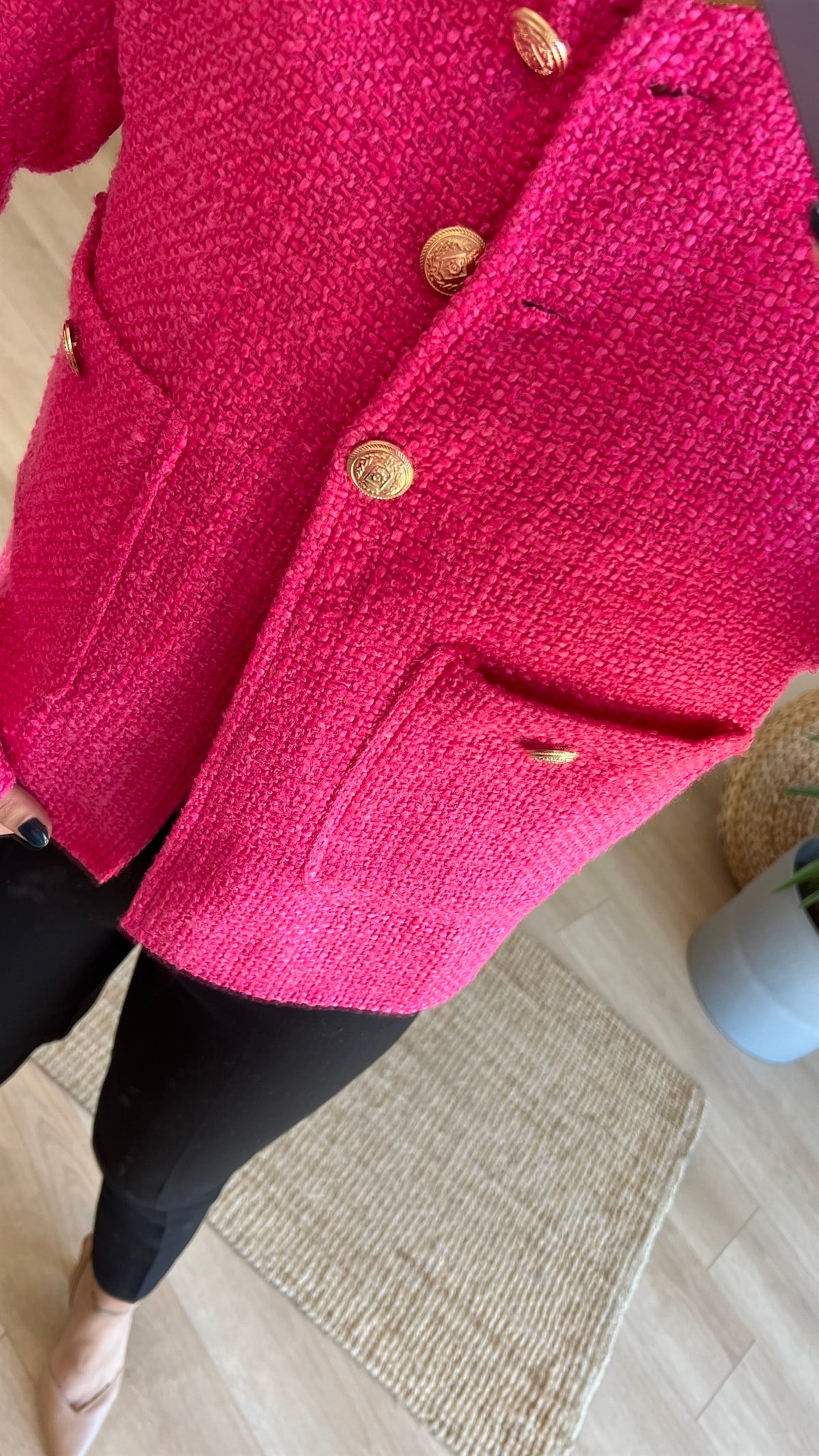 Marka Model Gold Düğmeli Pembe Ceket