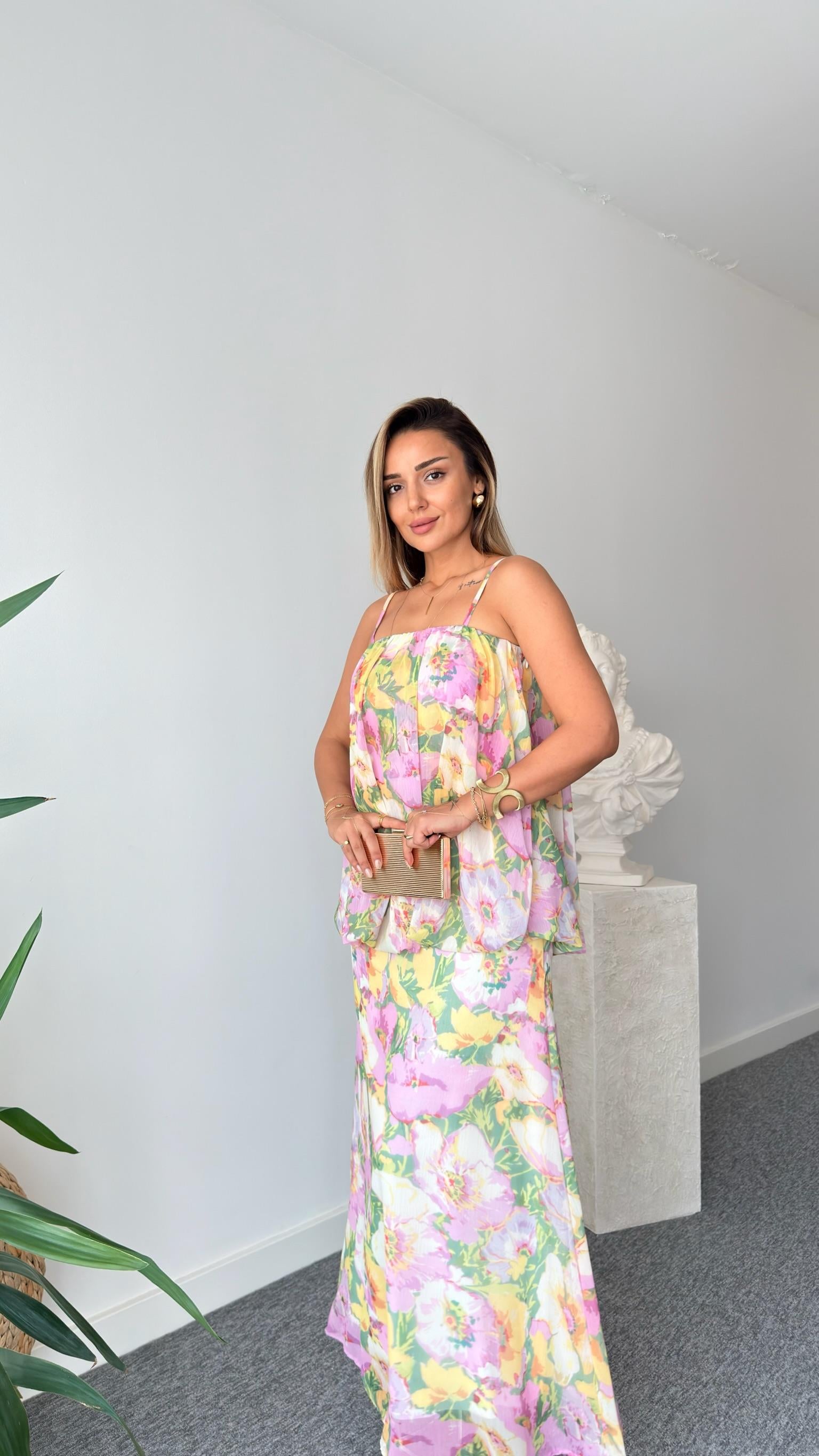 Liysa Zra Model Askılı Çiçek Desen Elbise 