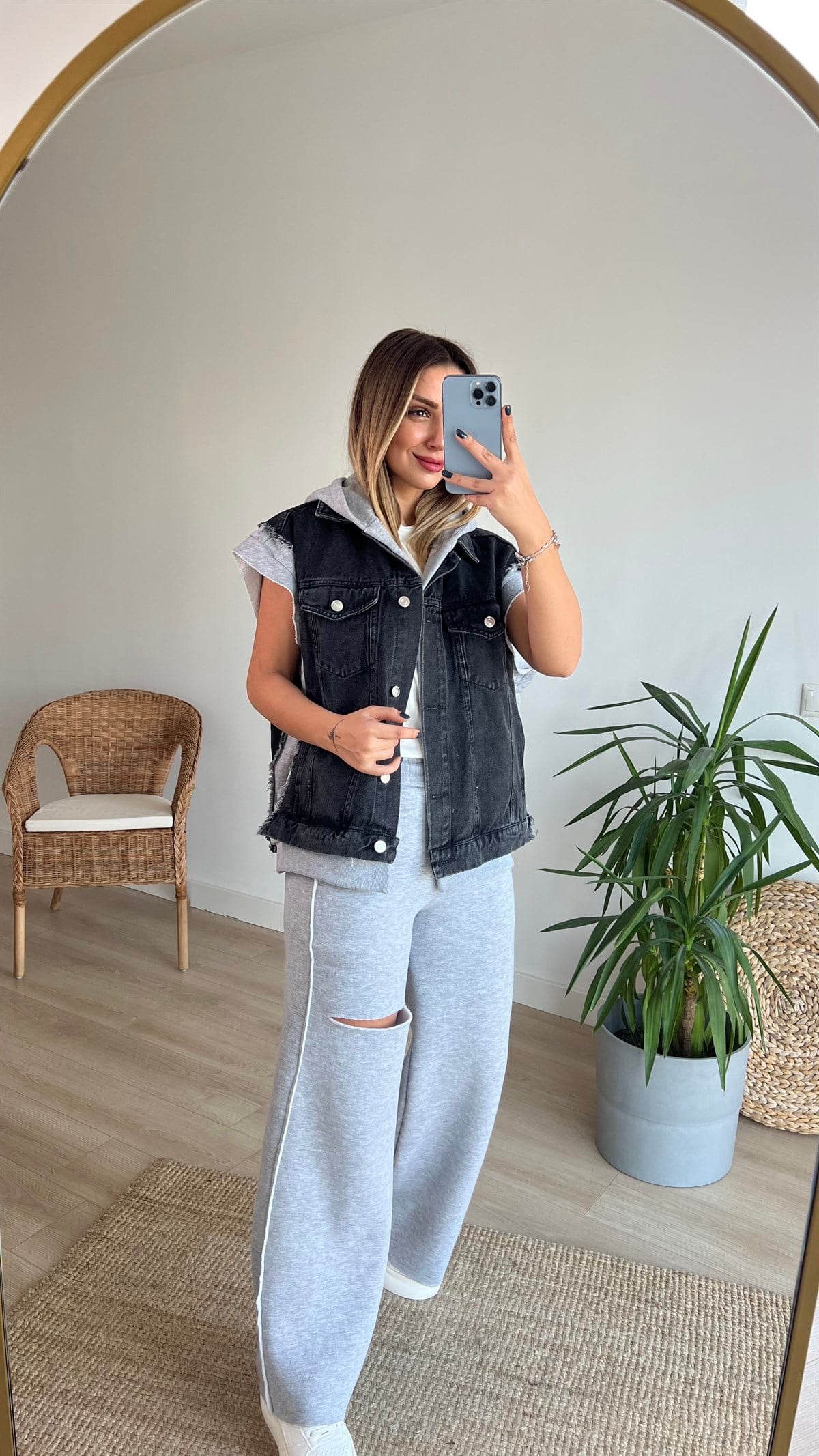 Marka Model Antrasit Denim Yelek
