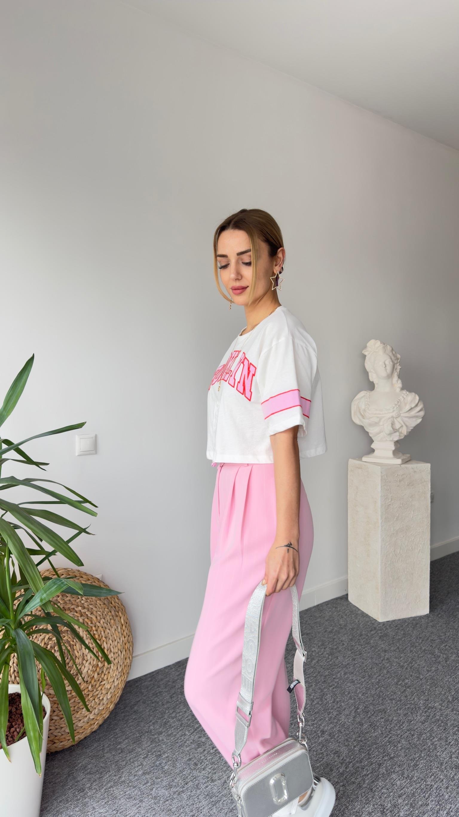 Brooklyn Yazılı Büzgülü Tshirt