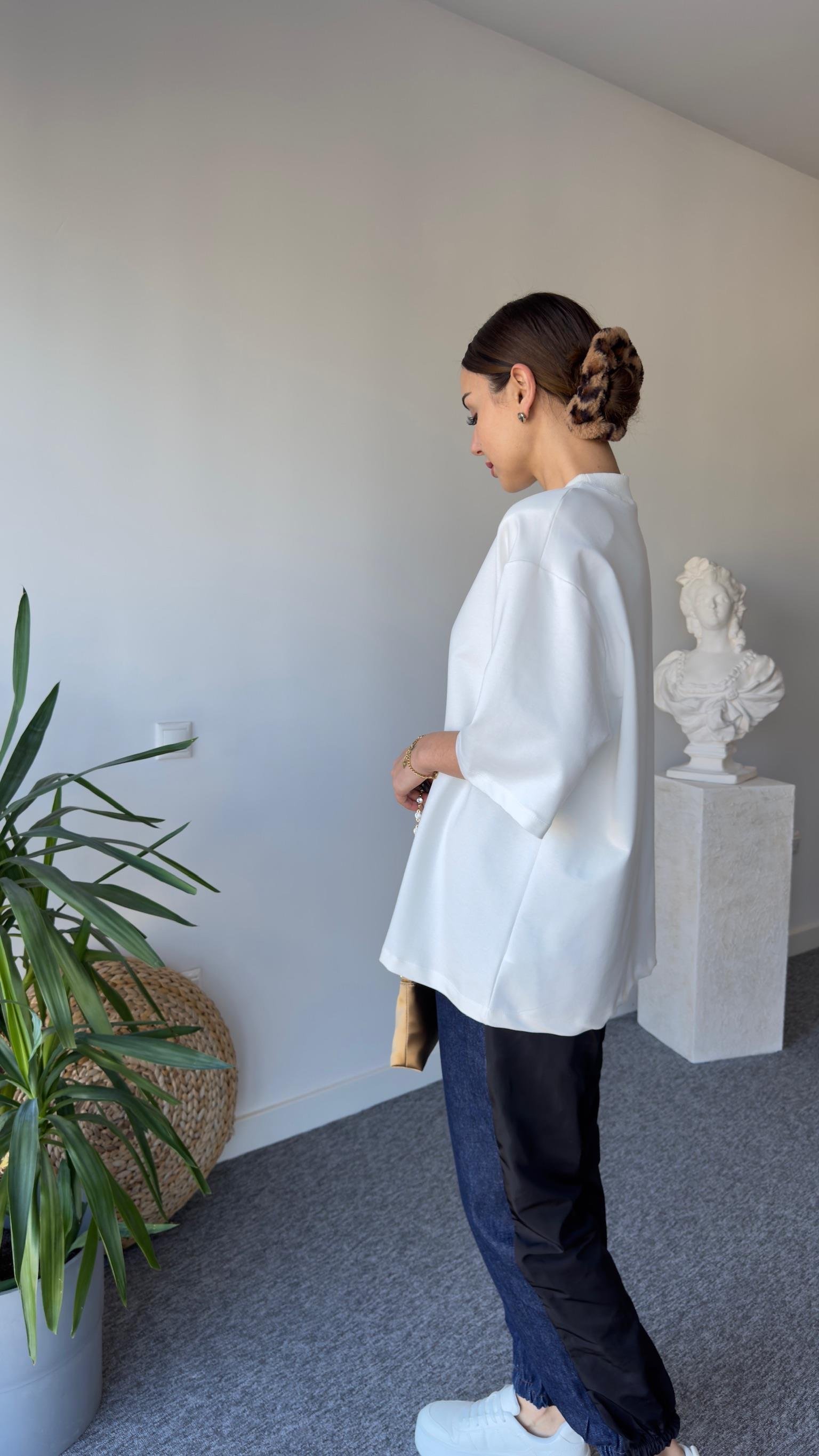 Vatkalı Premıum Beyaz Basic Tshirt
