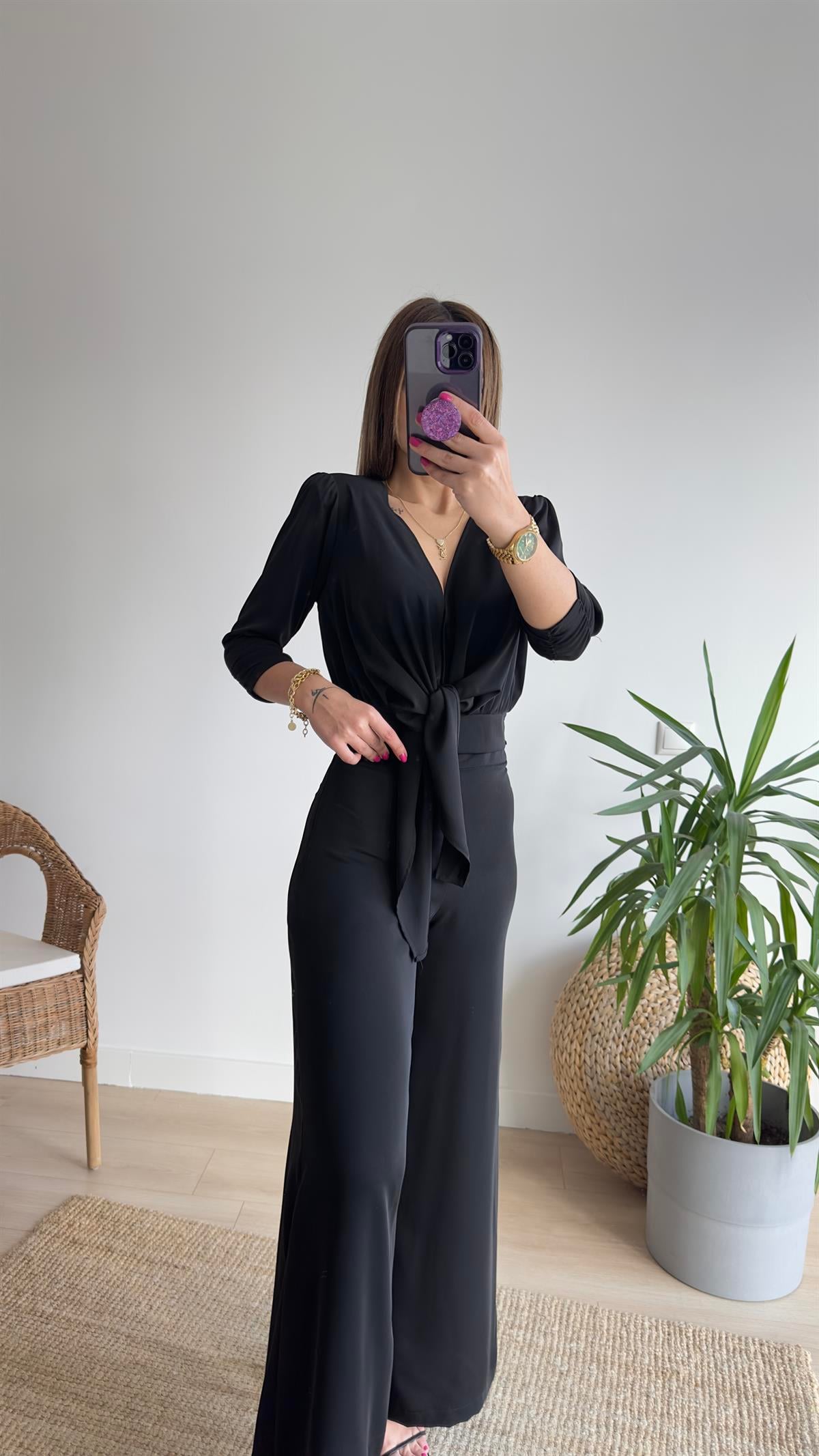 Roma Saten Bluz Pantolon Takım