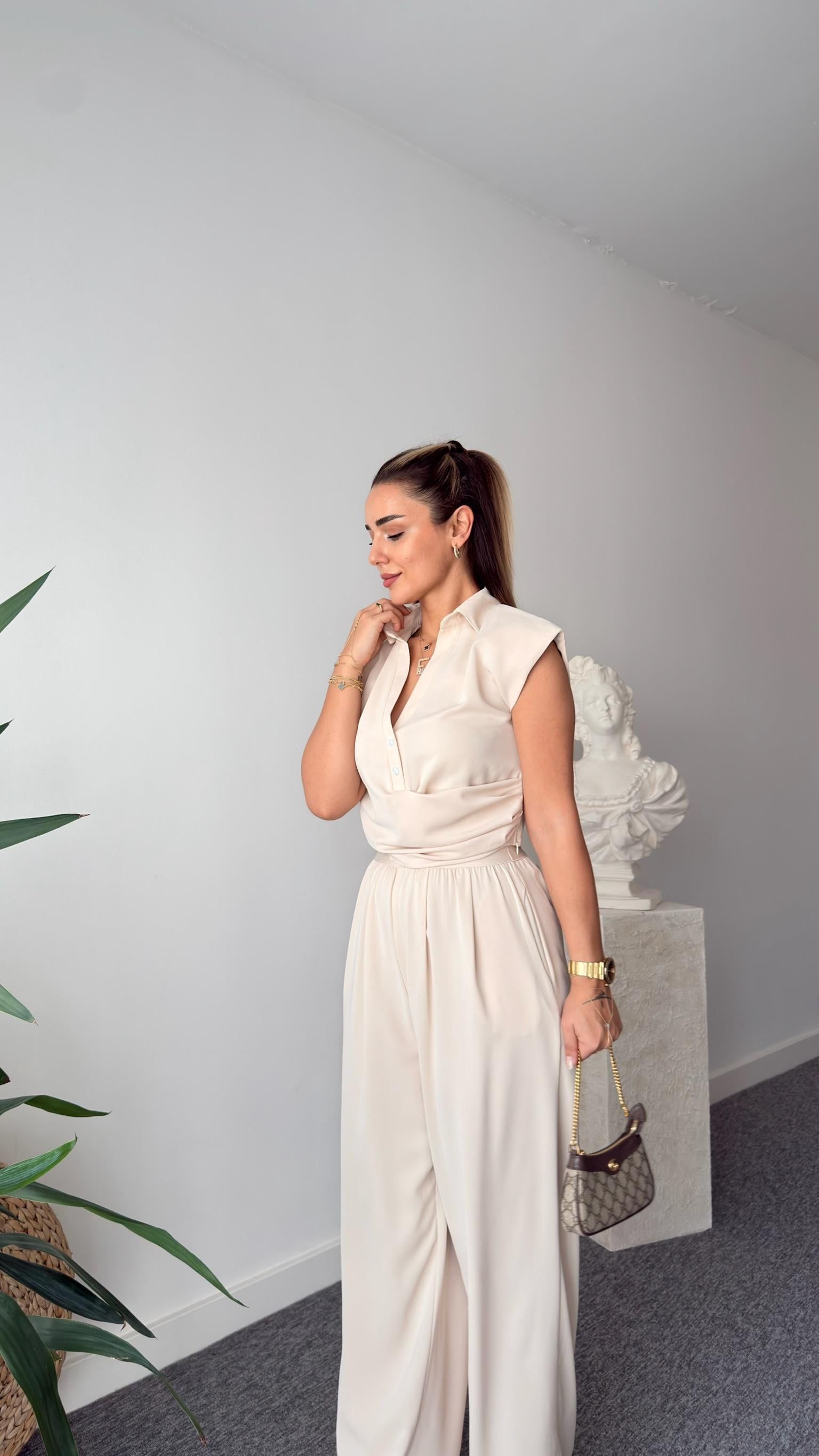 Taş Fredi Yan Fermuarlı Bluz