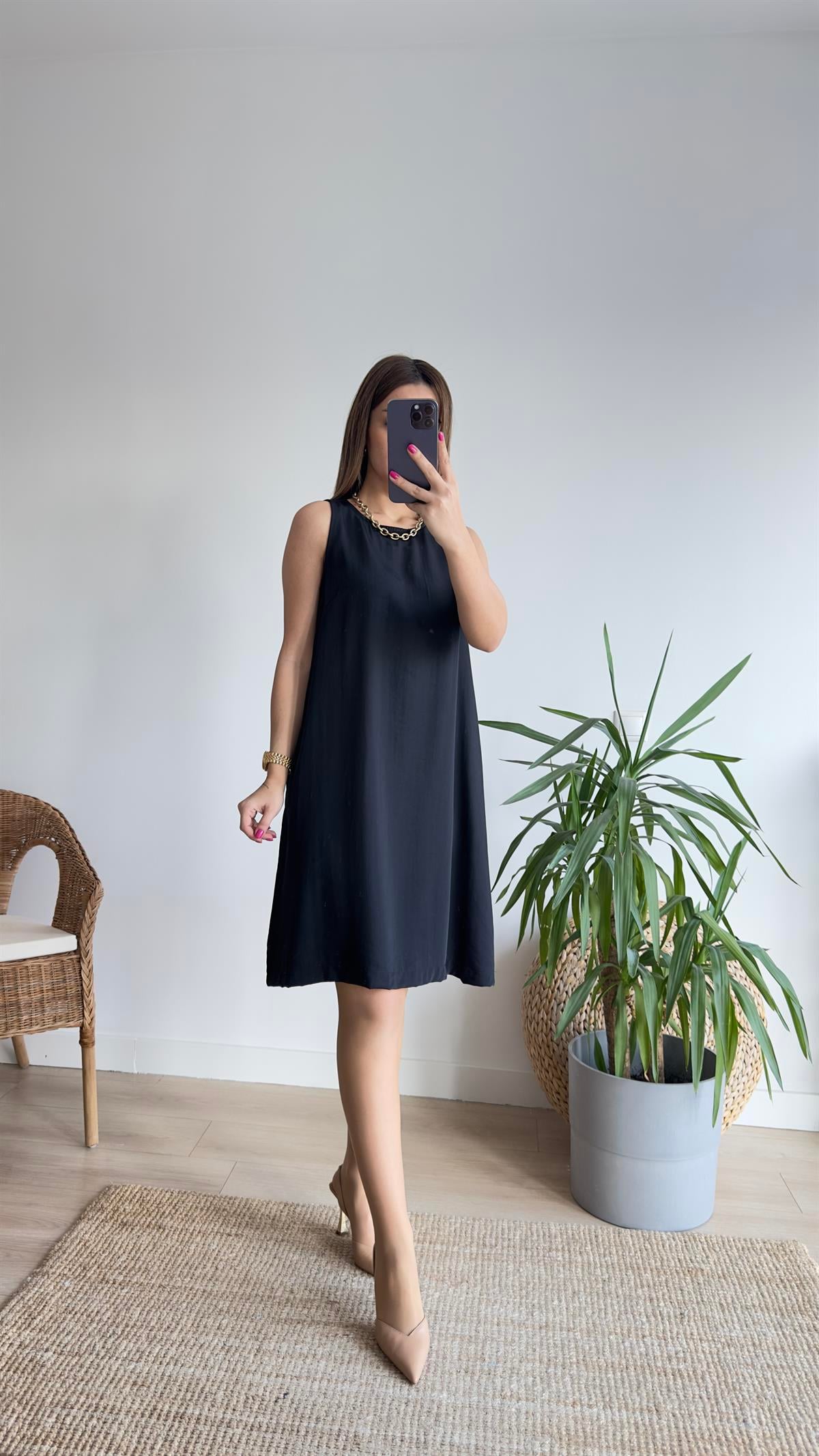 Marta Kolsuz Siyah Basic Elbise 
