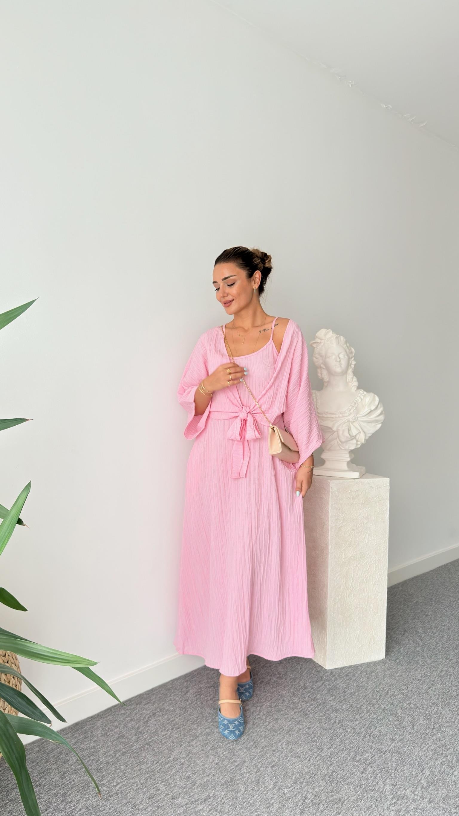 Pembe Merla İkili Elbise Takım