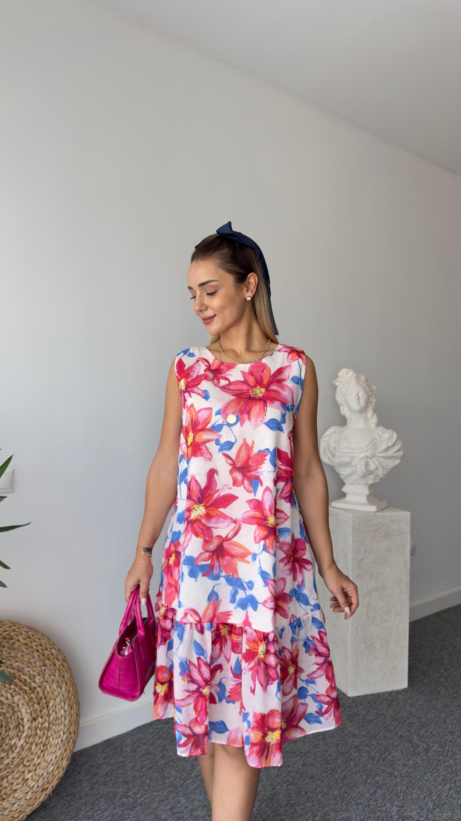 Carlin Çiçek Desenli Kolsuz Elbise 