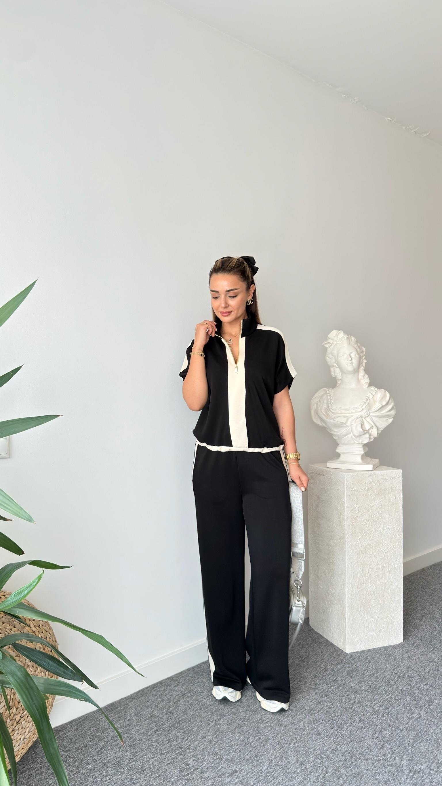 Marle Kısa Kol Şeritli Modal Takım