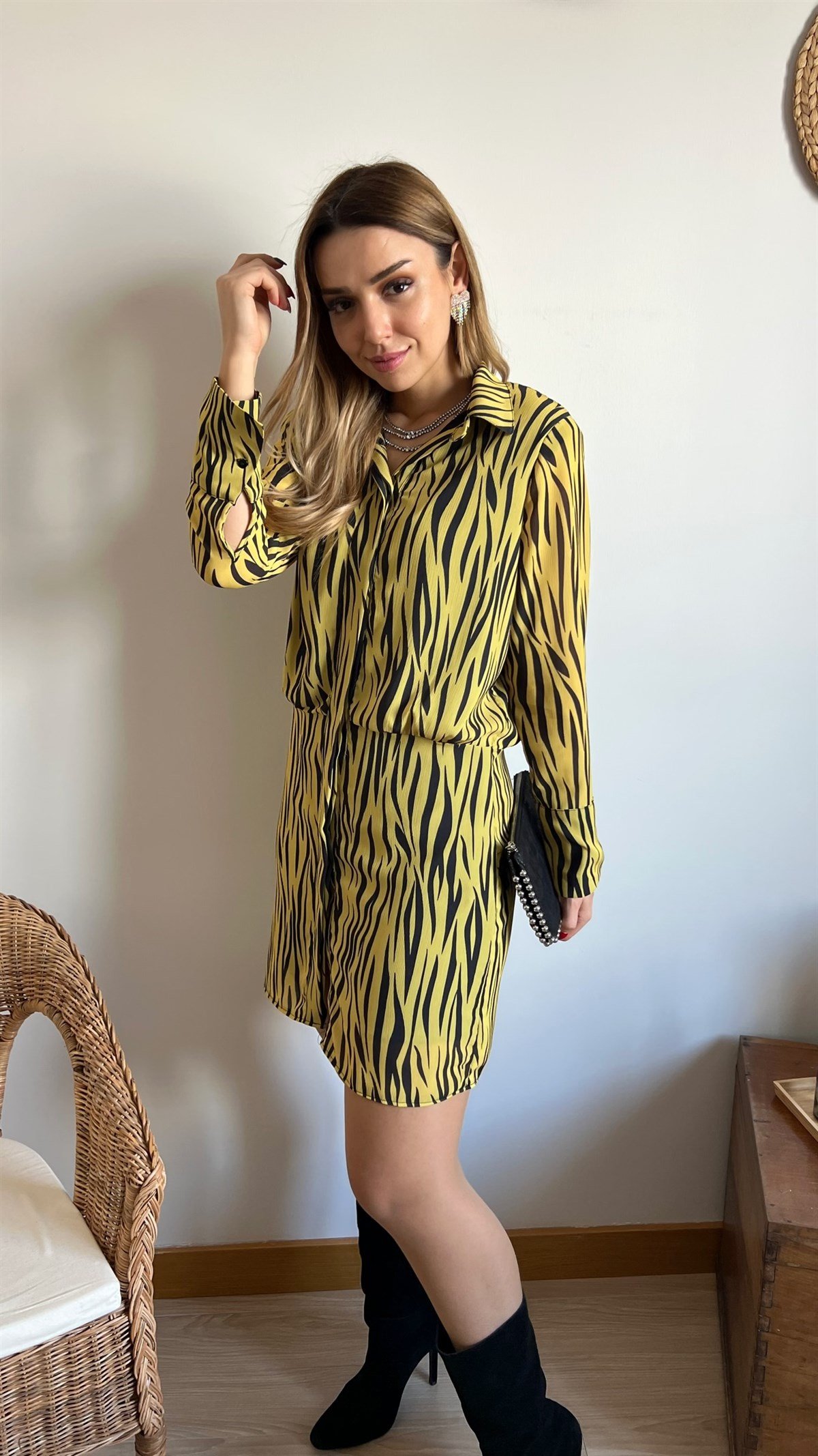 Zebra Desenli Elbise