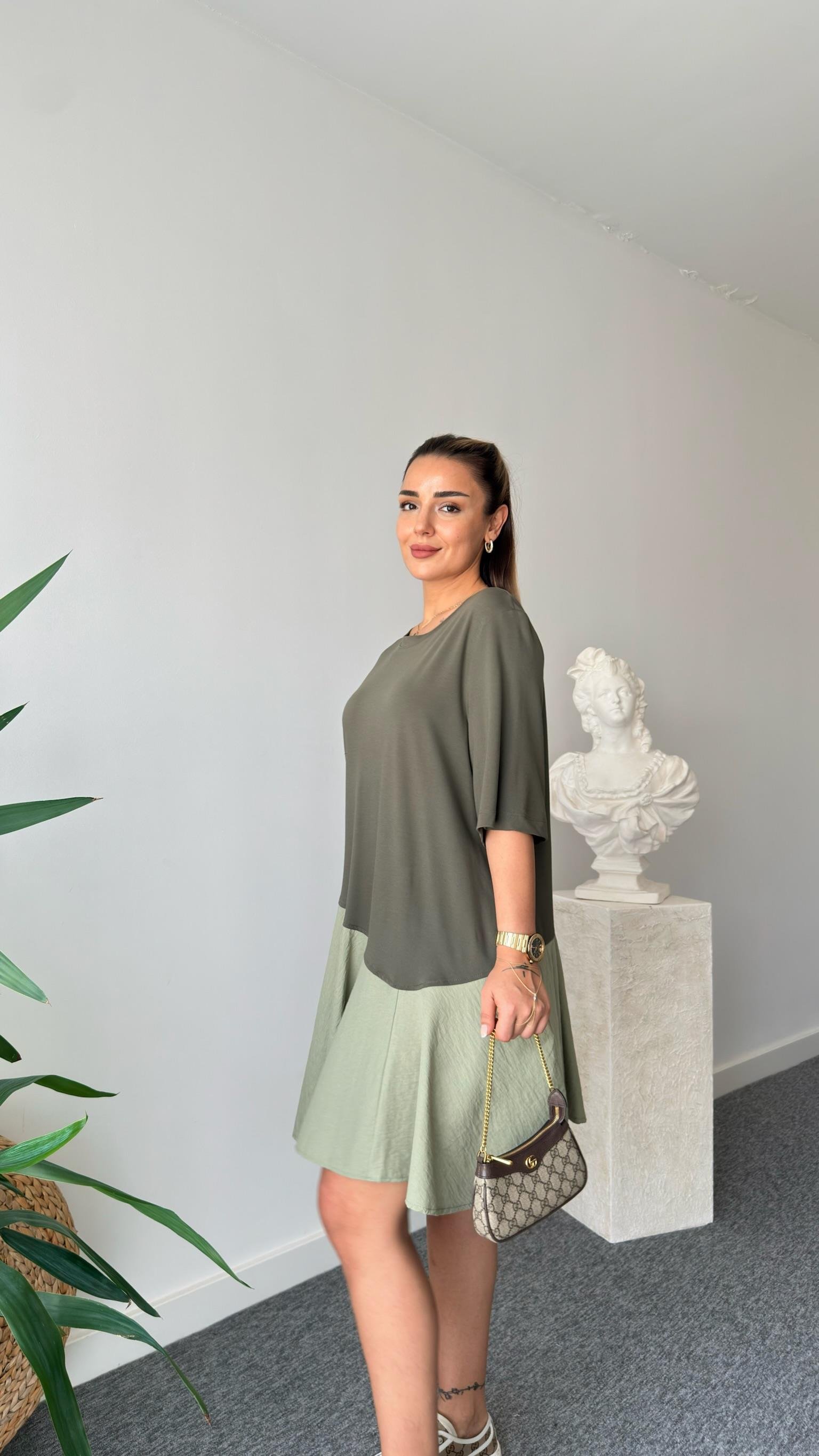 Haki Cos Model Cepli Modal Elbise 