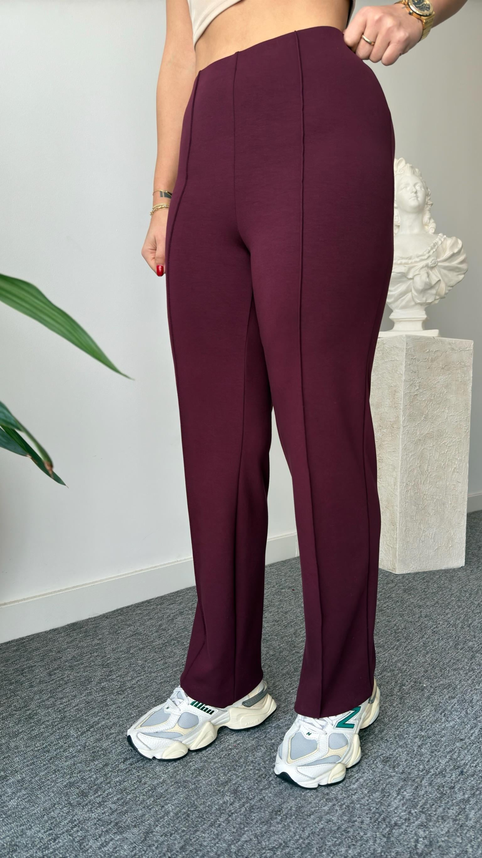 Bordo Çimalı Oys Modal Pantolon
