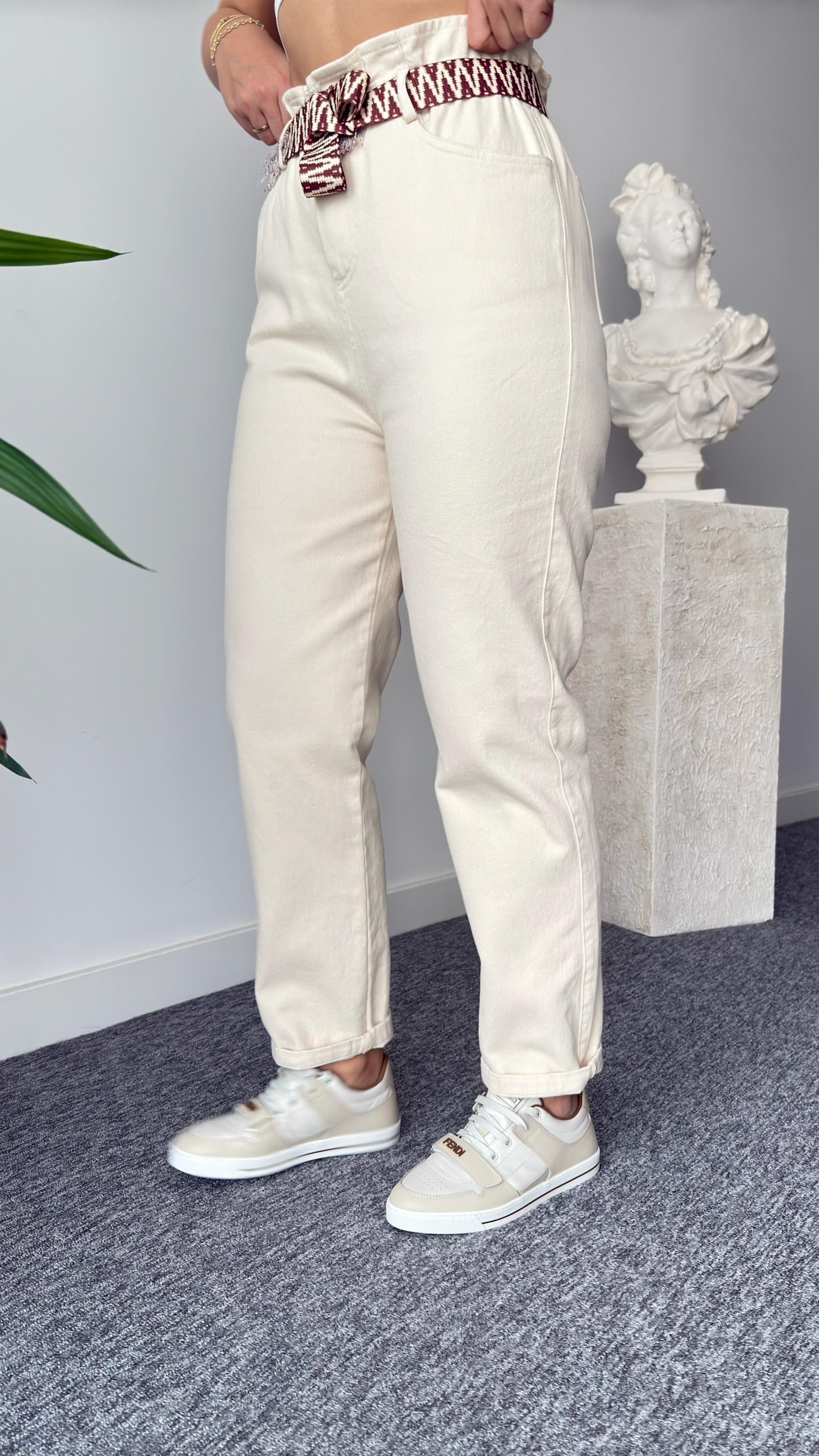 Blanca Kemerli Taş Gabardin Pantolon