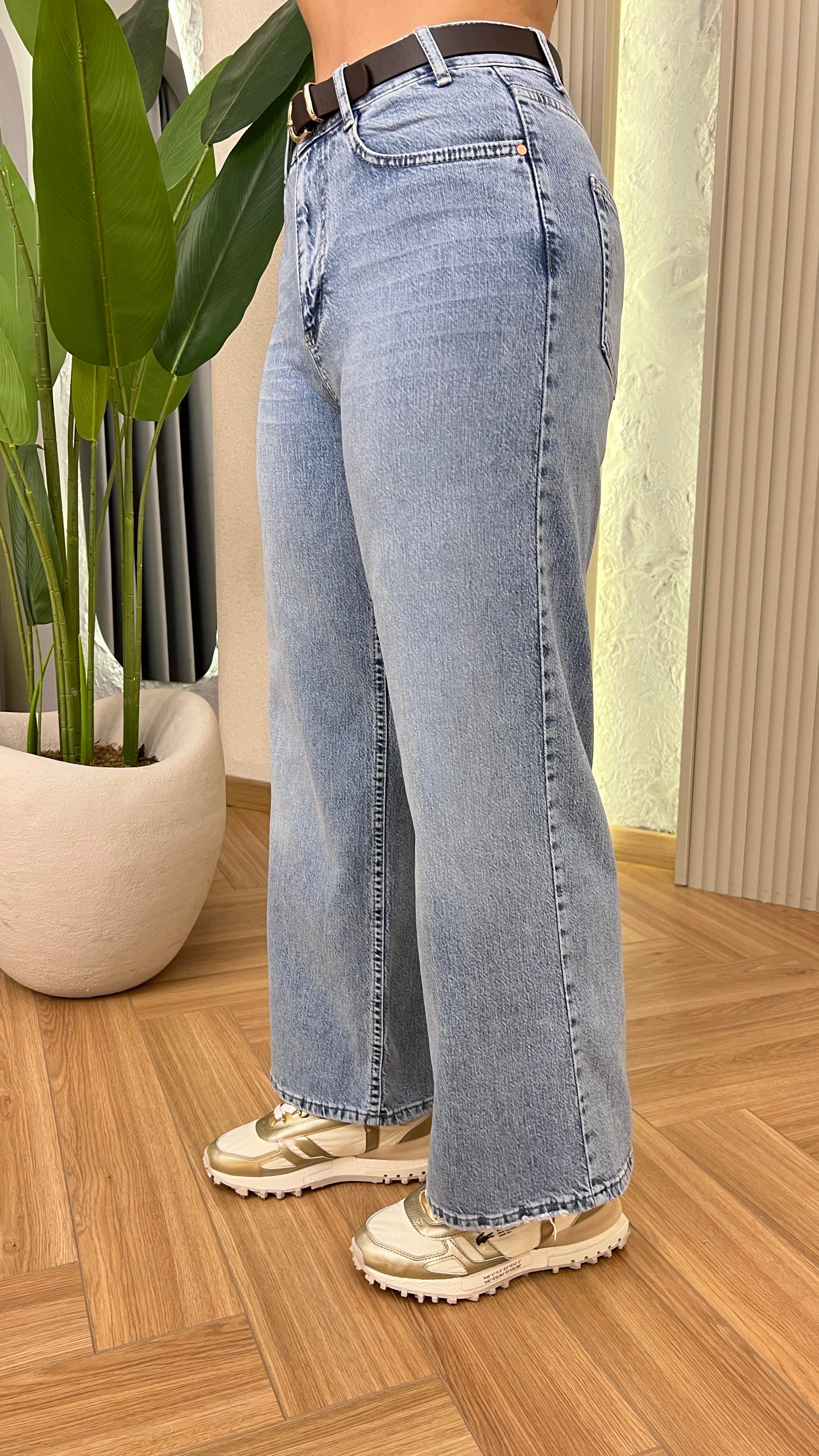 Mavi Gina Kemer Detaylı Wide Leg Jean