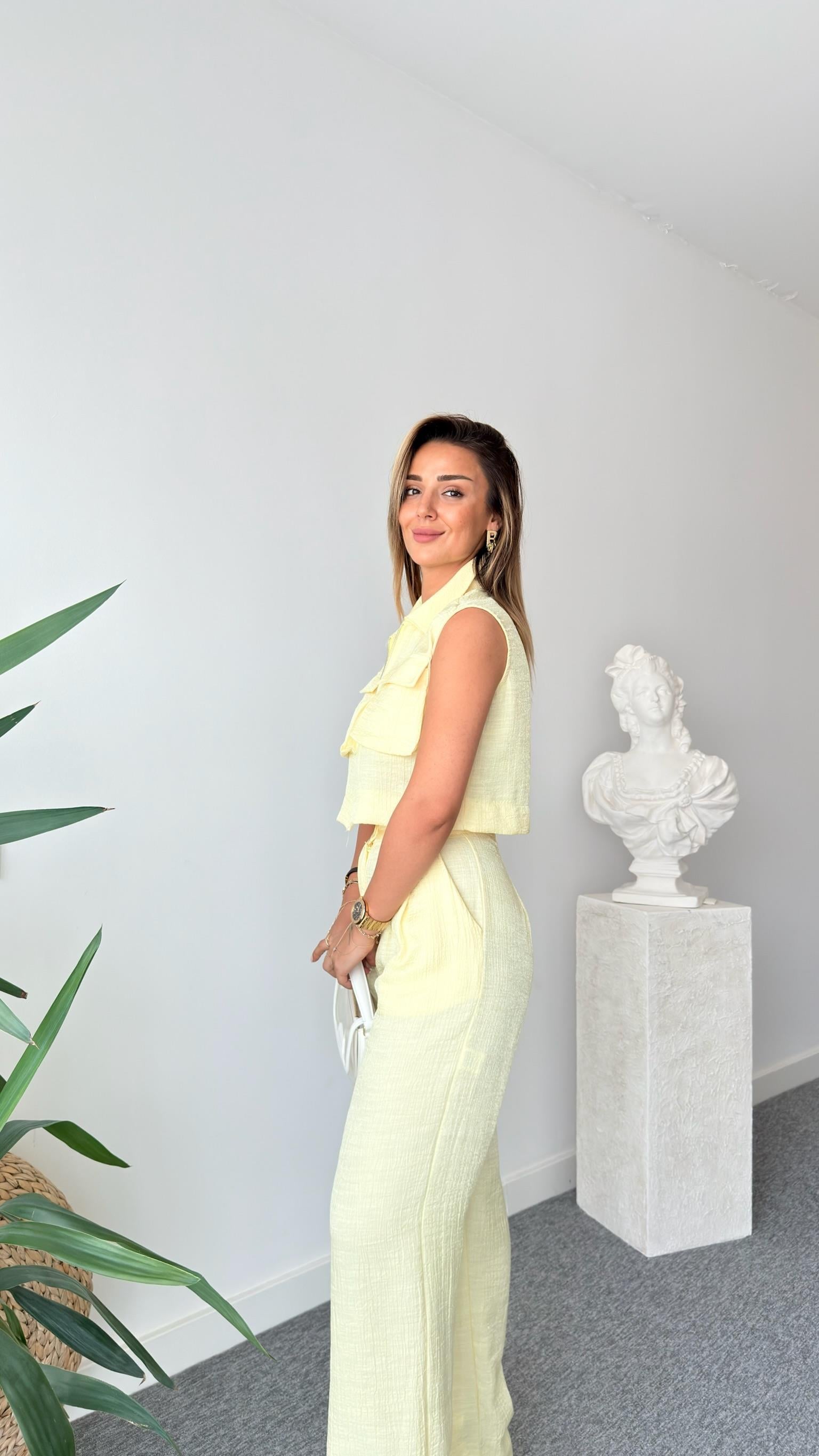 Sarı Gjen Fermuarlı İkili Takım