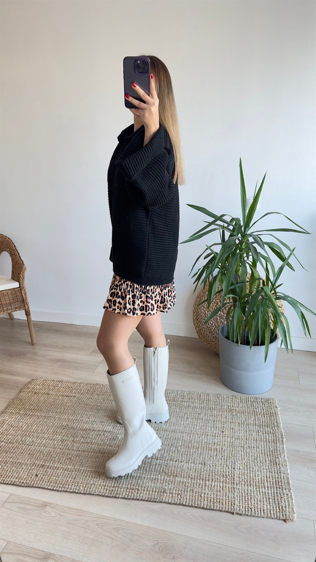 Duble Kol Salaş Siyah Kazak