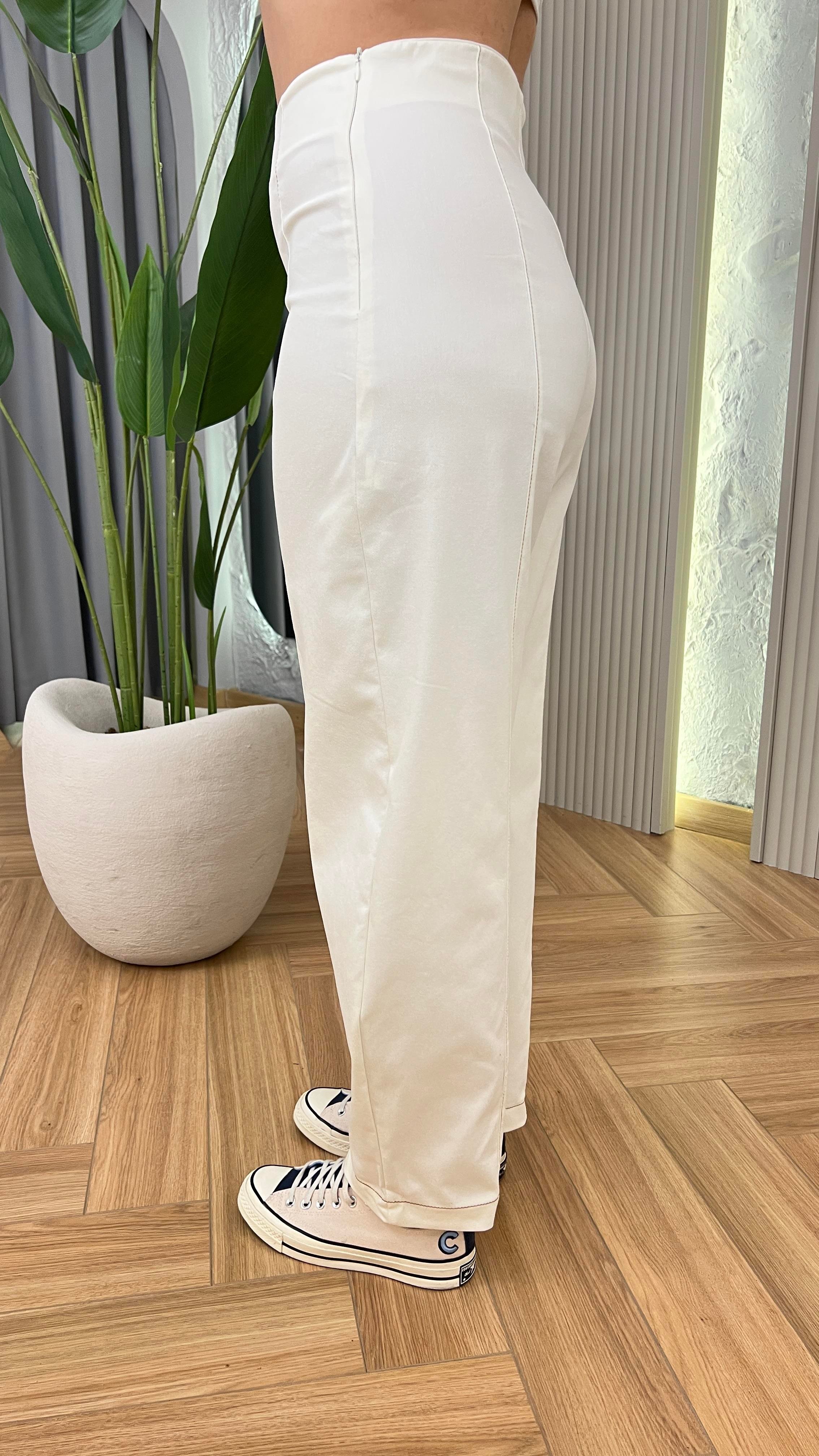 Oasis Ekru Yüksek Bel Likralı Pantolon