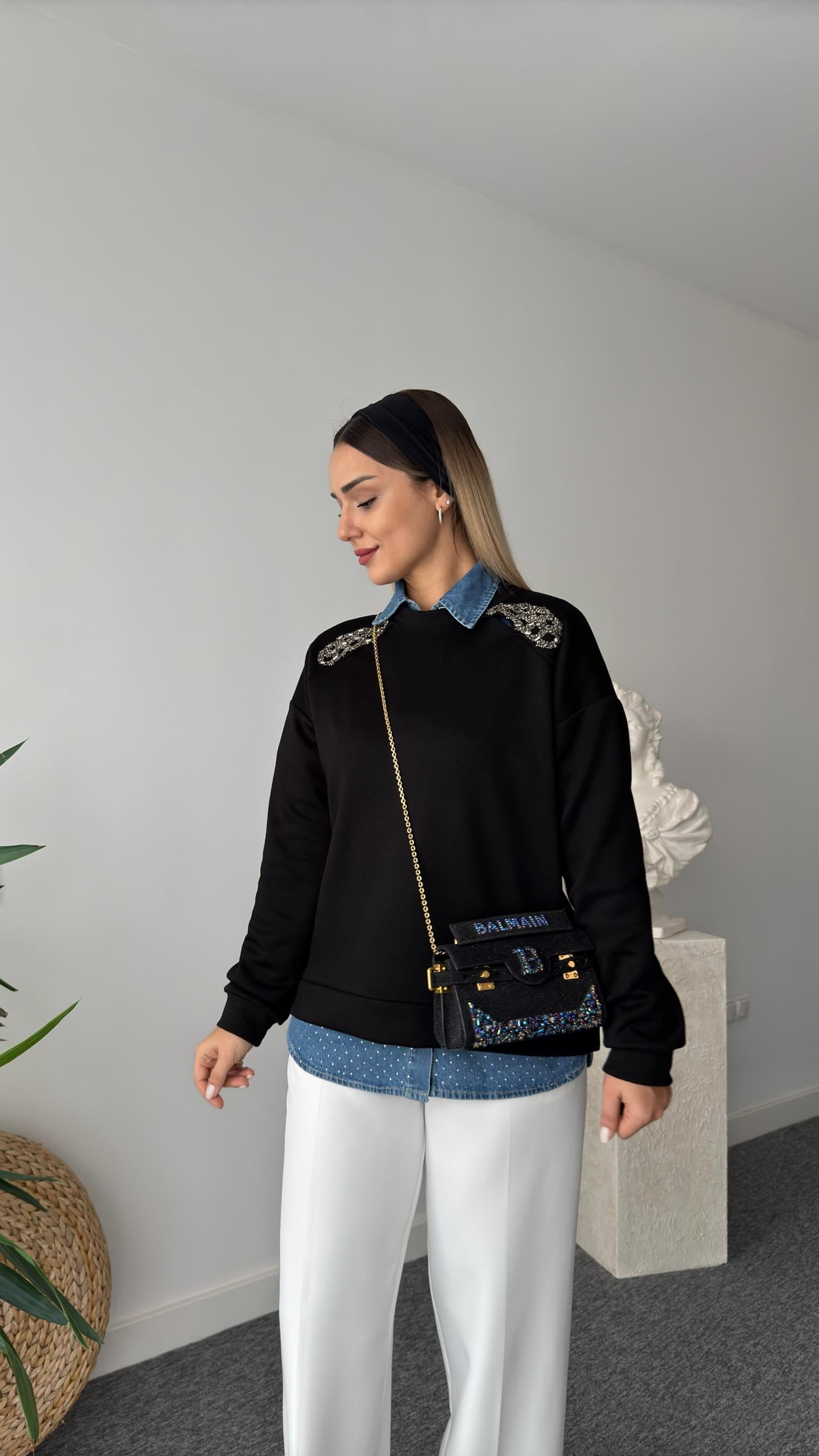Yamil Marka Model Taş İşlemeli Modal Sweat