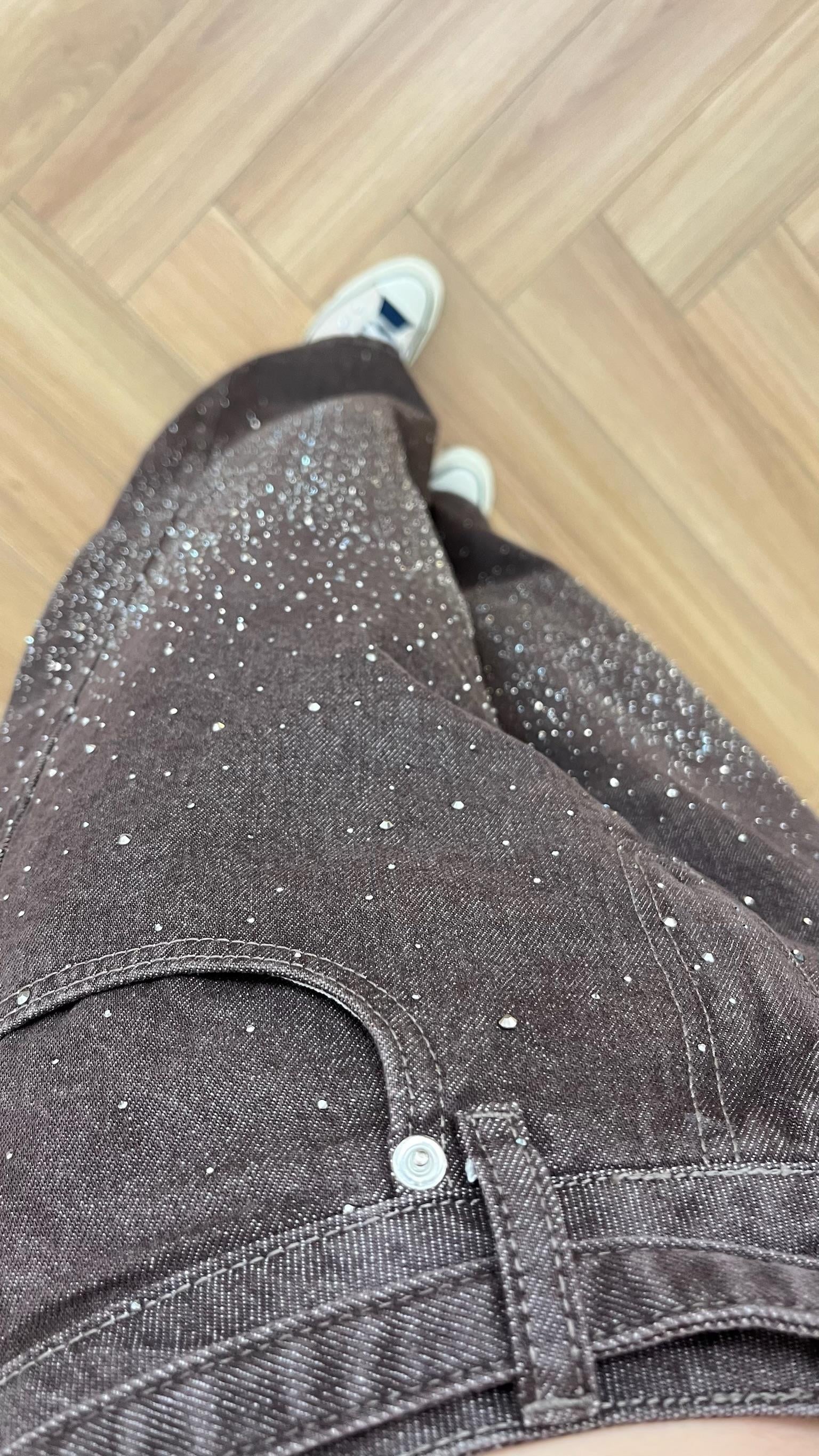 Mendi Taş Detaylı Kahve Jean