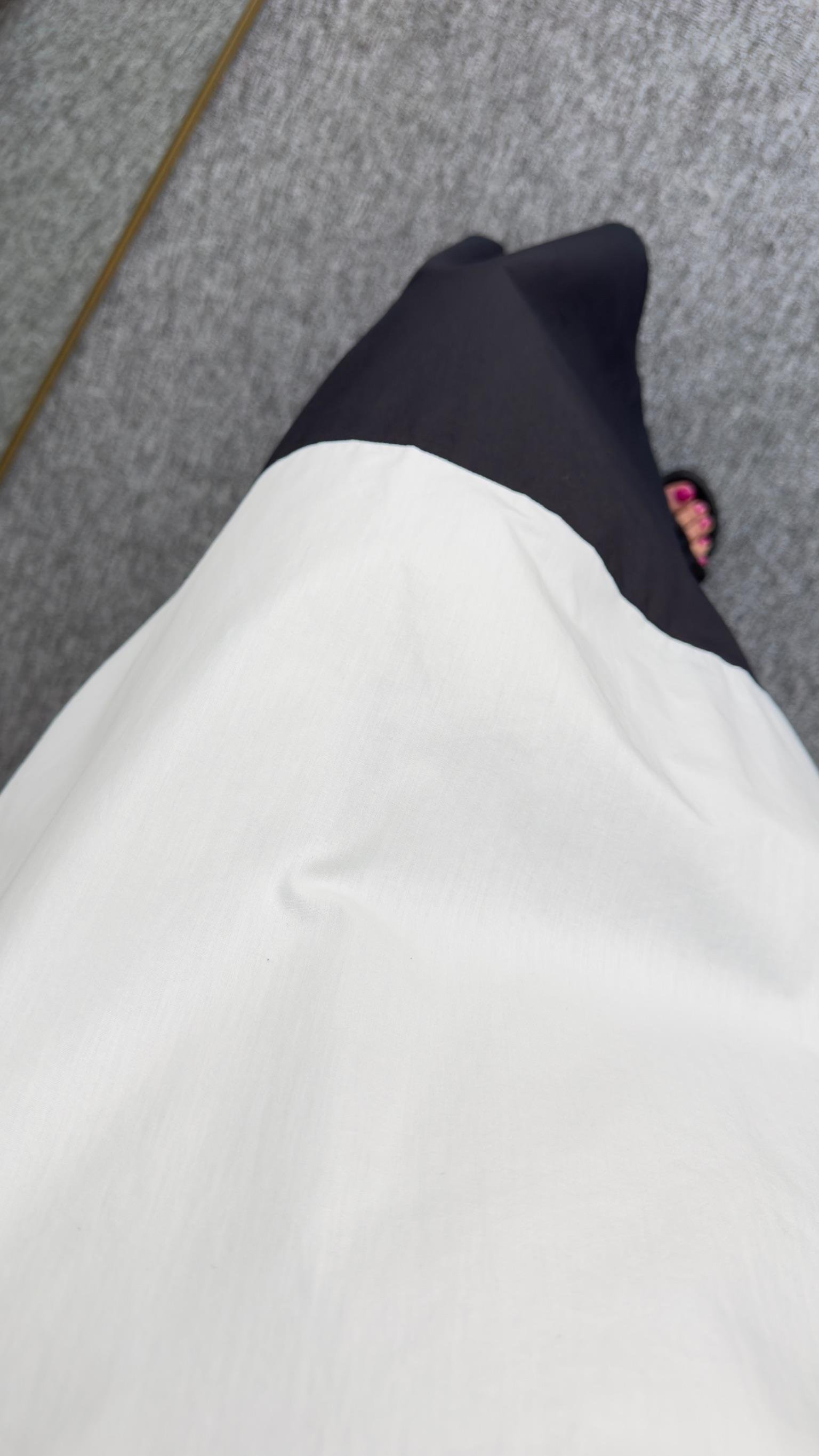 Siyah Beyaz Renk Geçişli Poplin Elbise