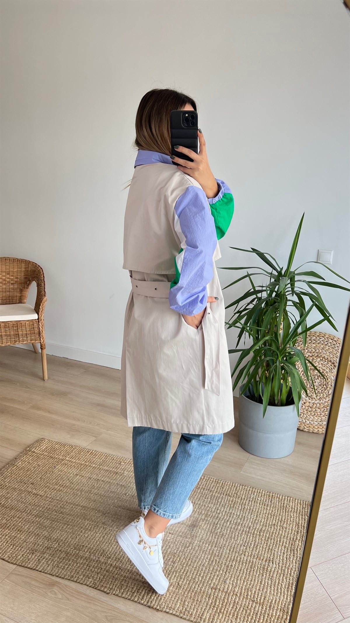 Garnili Krem Tasarım Trenchcoat