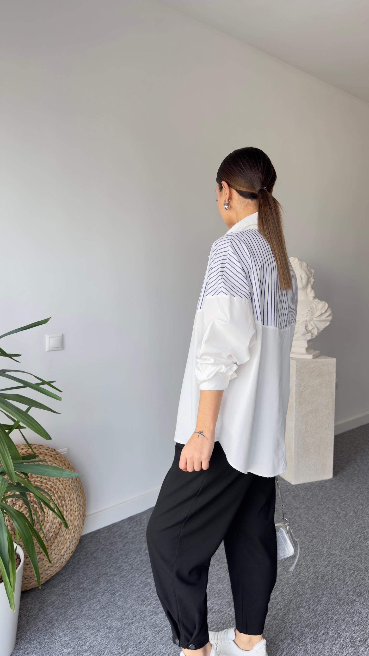 Lori Mavi Çizgili Basic Gömlek