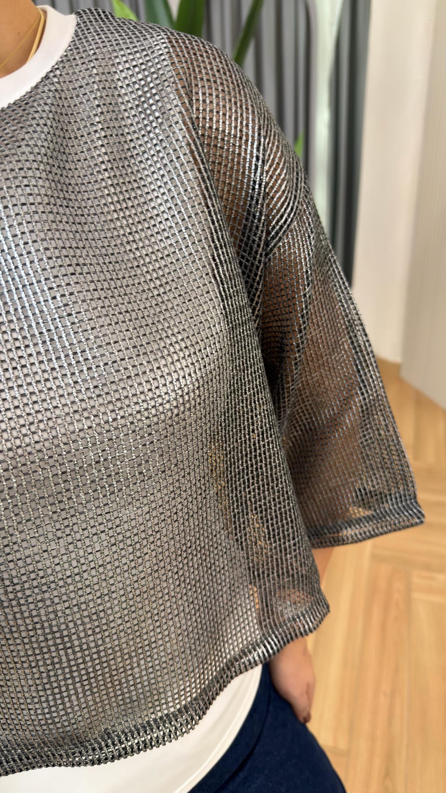 Wiene Çift Parça Görünümlü File Tshirt