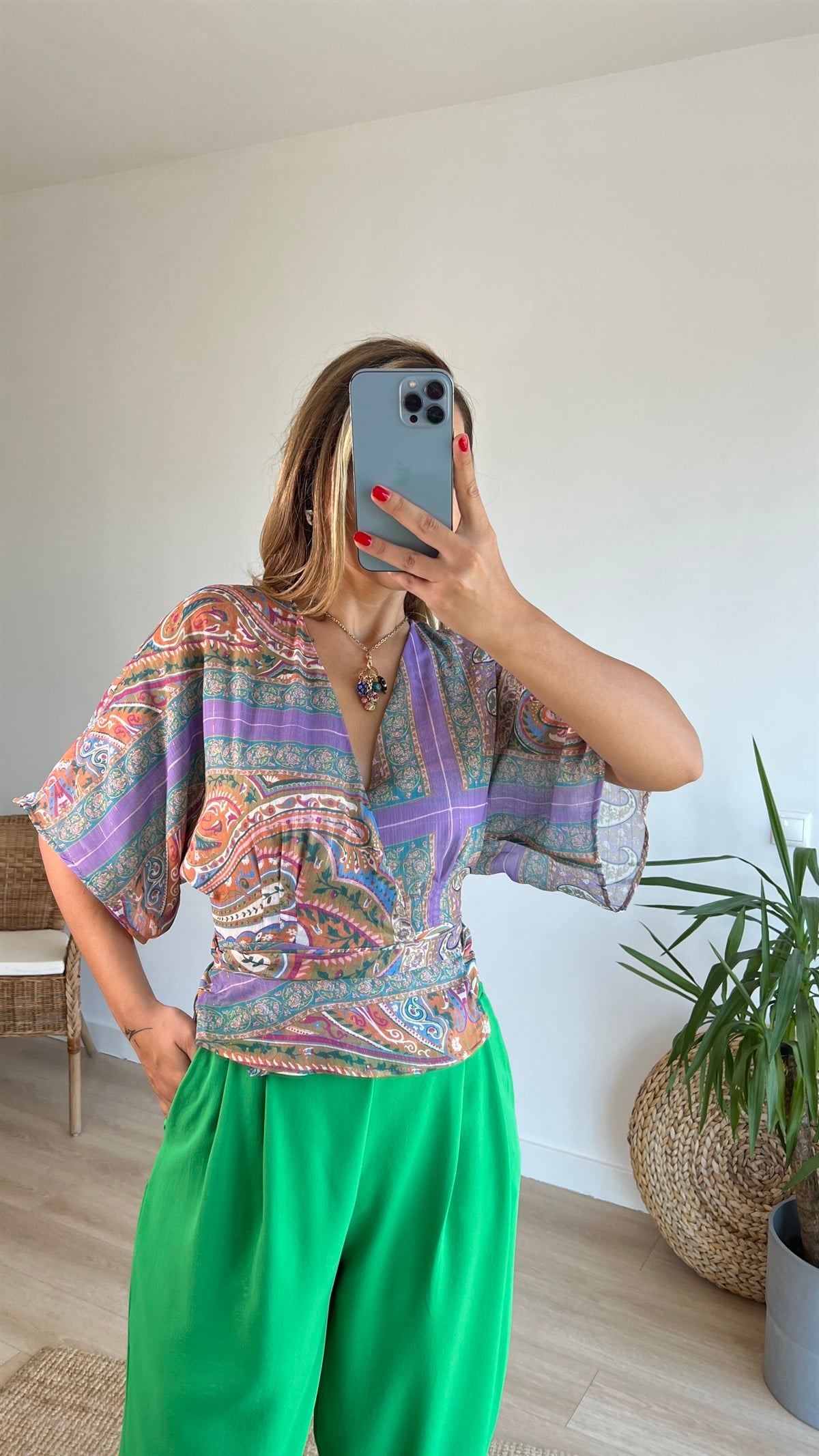 Şal Desen Marka Model Şifon Bluz 