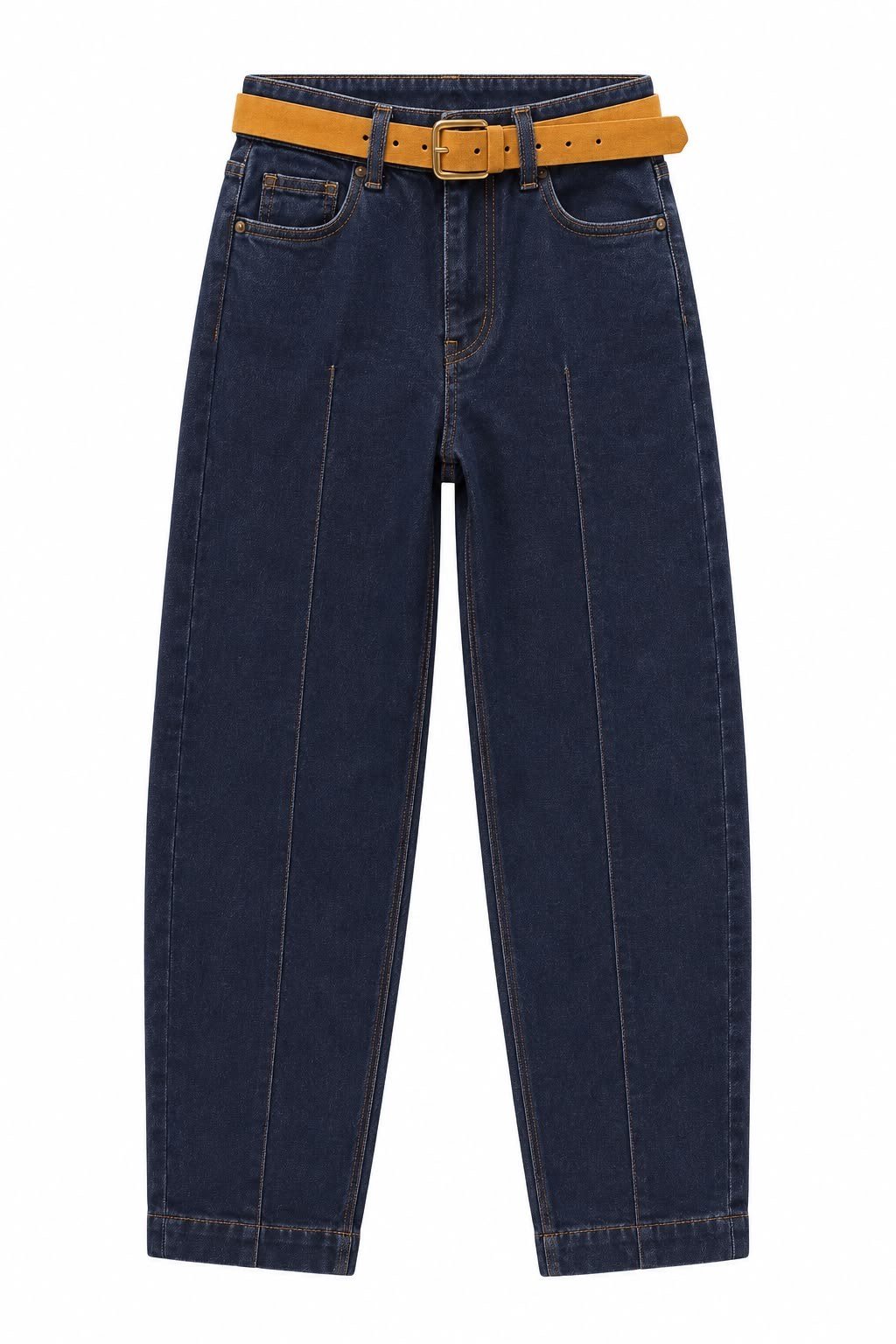 Önü Çimalı Likralı Kemerli Jean