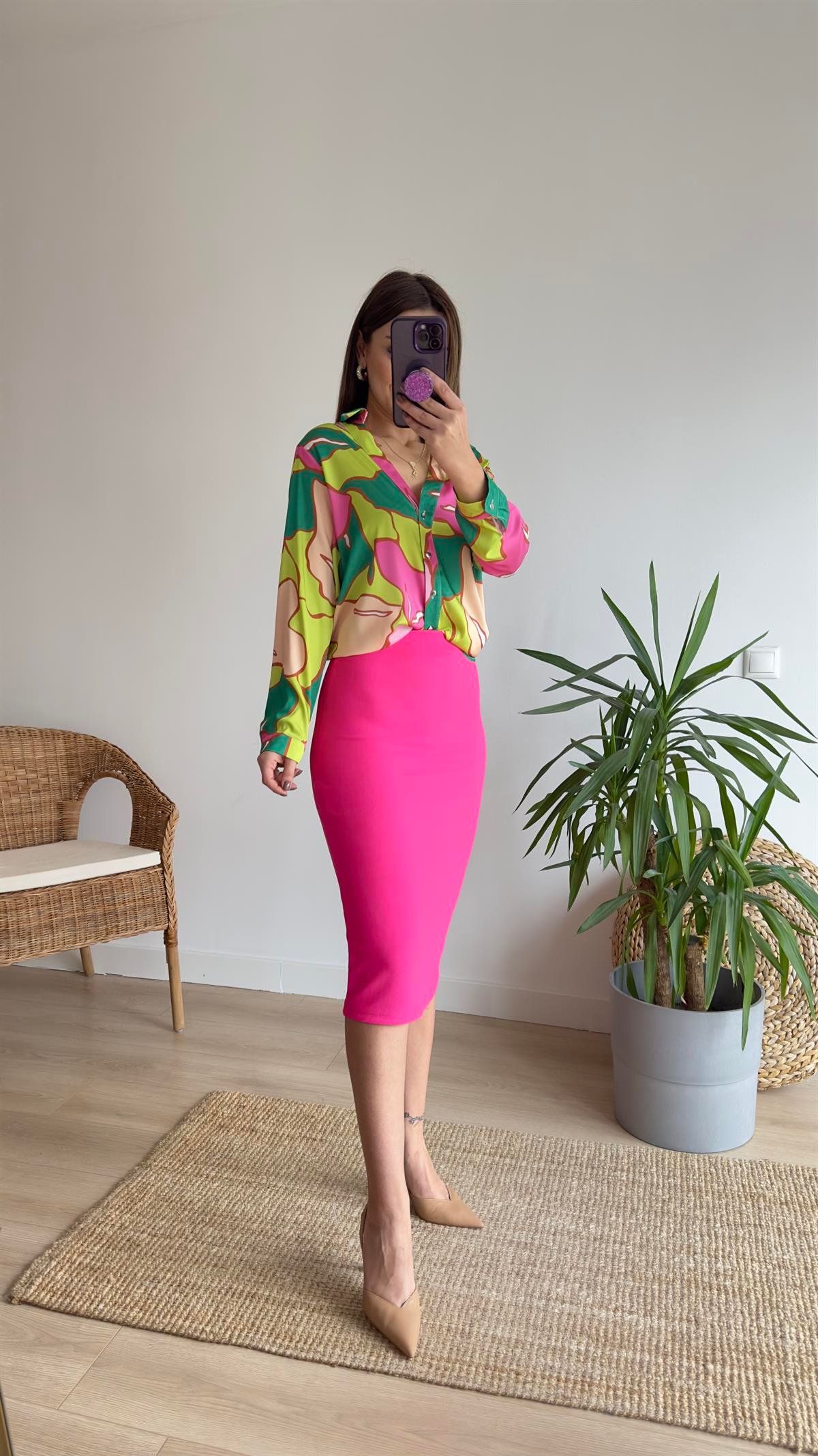 Pembe Midi Boy Etek