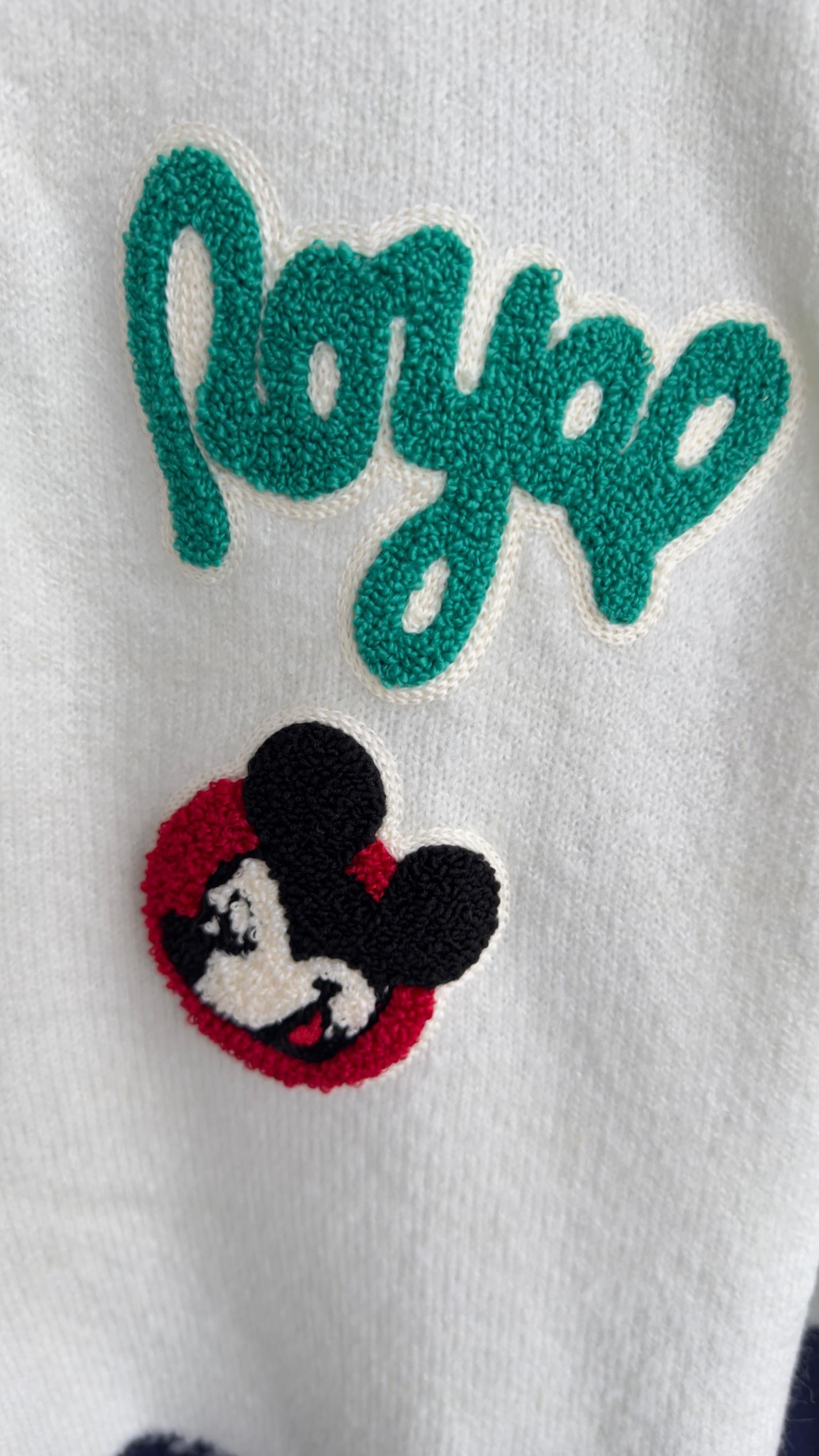 Mickey İşlemeli Çift Renk Hırka