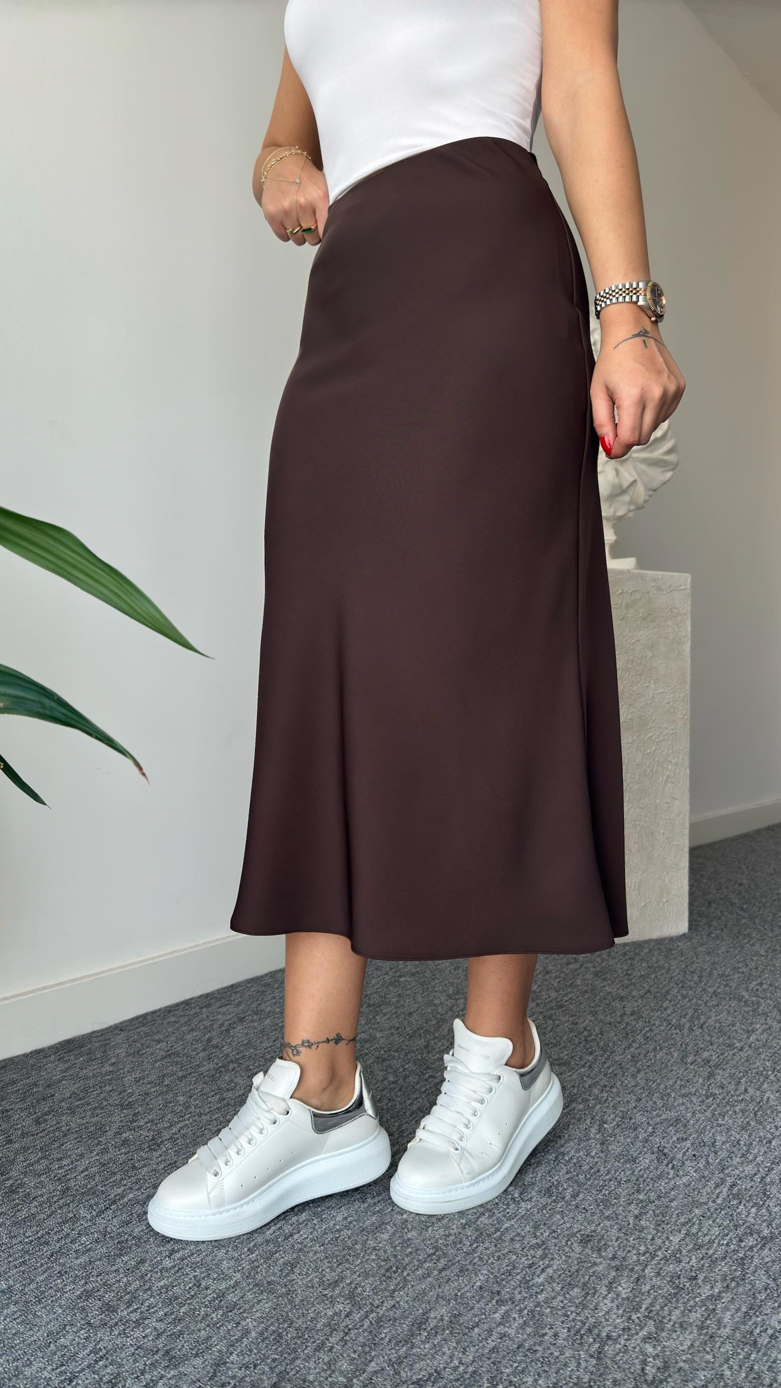 Kahve Lesi Zra Model Saten Etek