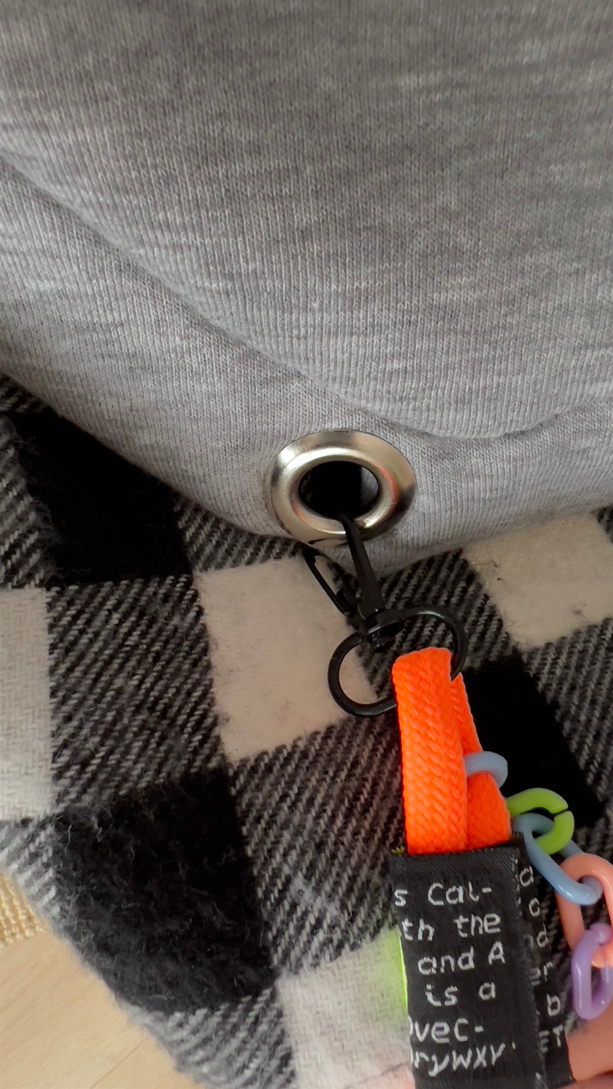 Ekose Detaylı Tasarım Gri Sweatshirt