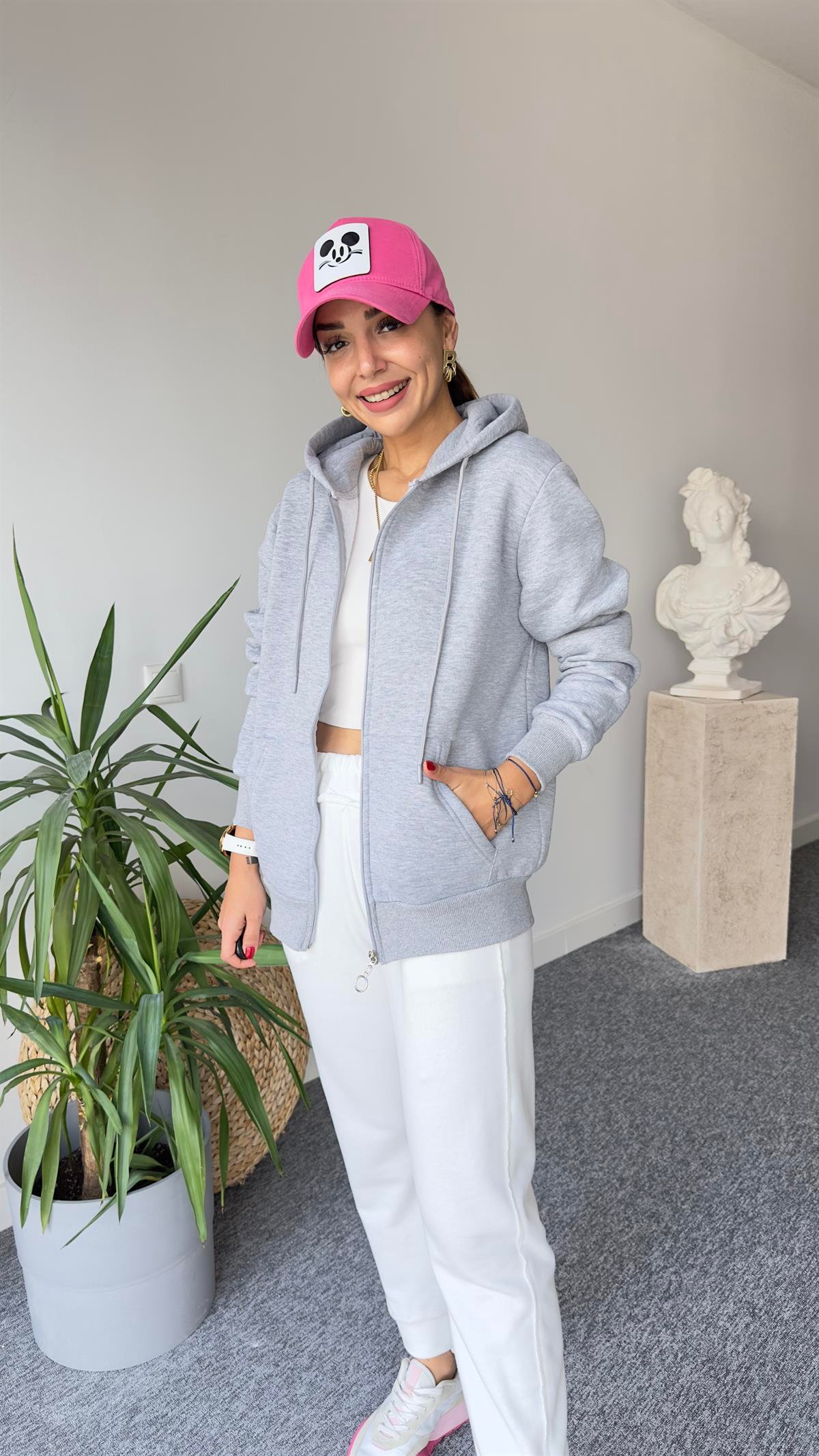 Neyz Şardonlu Yumuşak Doku Gri Sweat