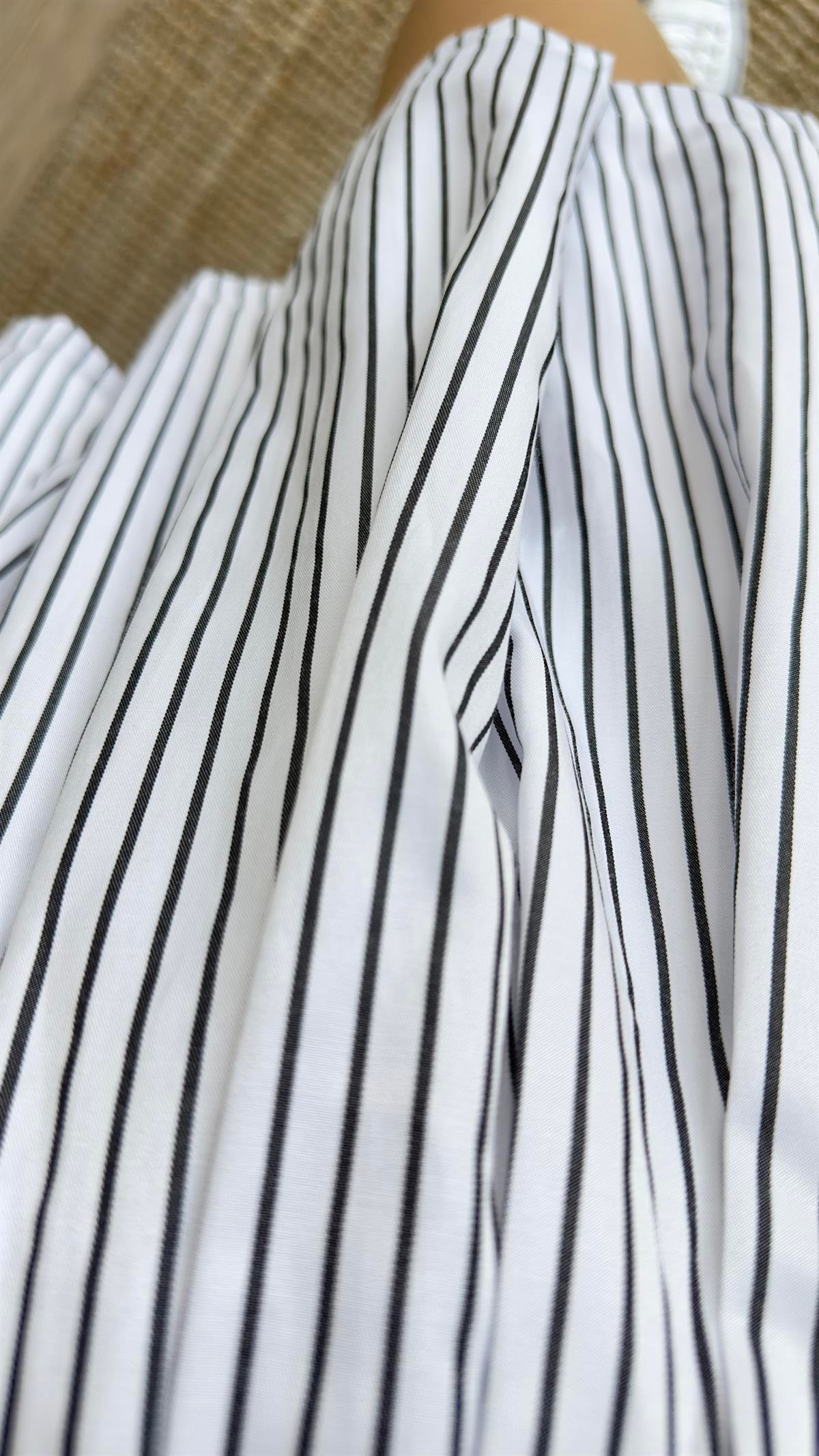 Beyaz Zra Model Çizgili Poplin Elbise