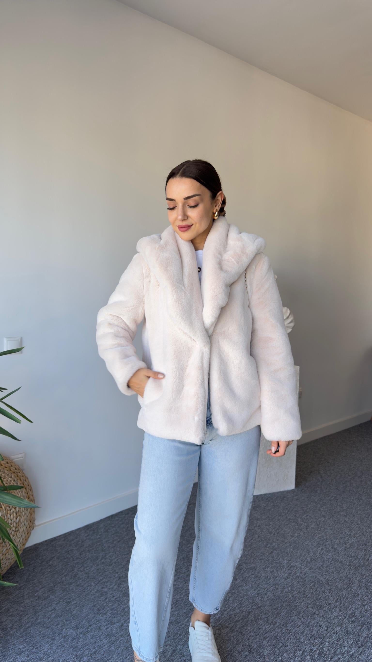 Premium Şal Yaka Ekru Kürk