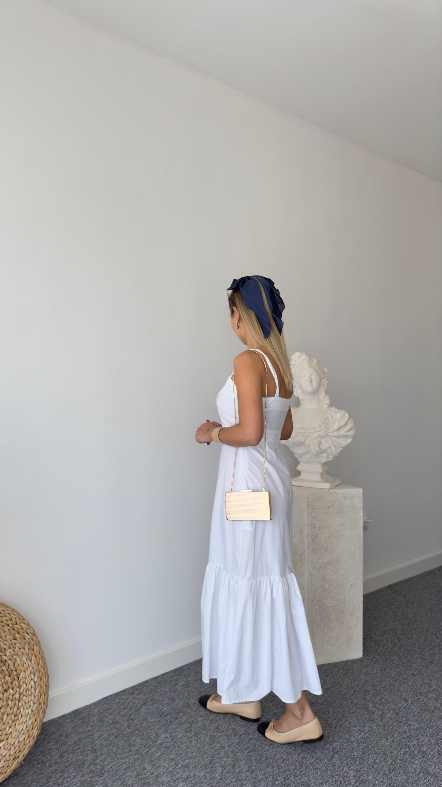 Orj Model Kuş Gözlü Beyaz Elbise 