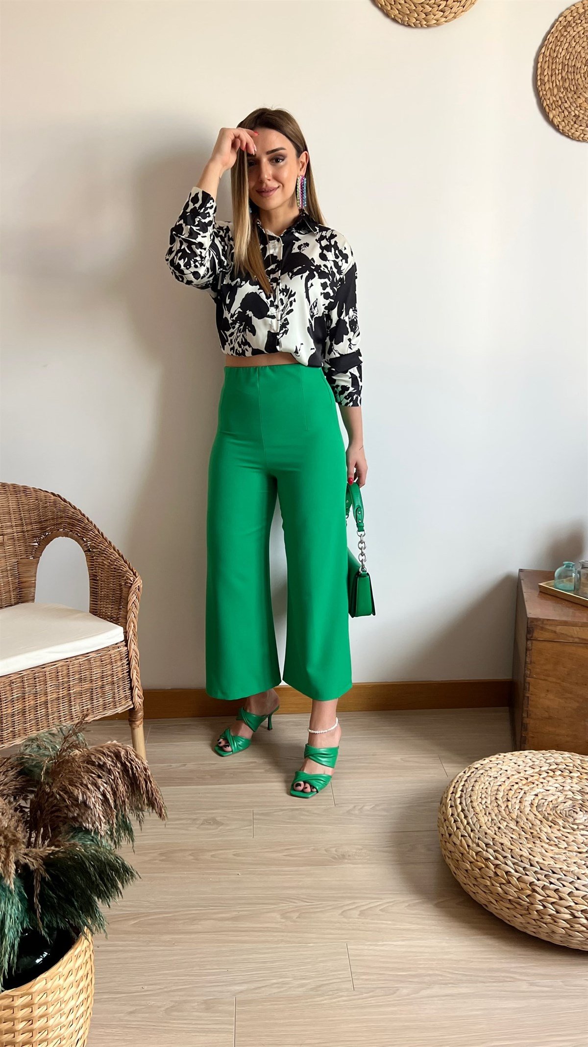 Yeşil Culotte Pantolon